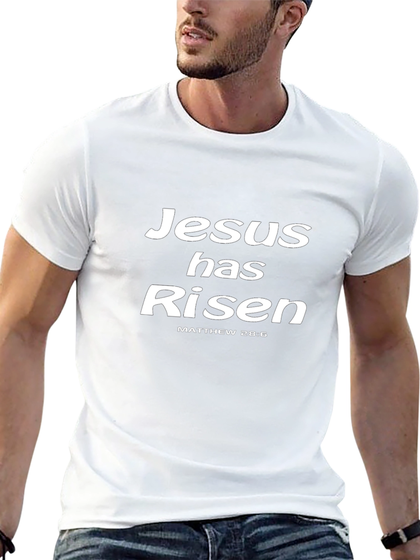 Jesus Has Risen T-Shirt - Matthew 28:6 - Christian Easter