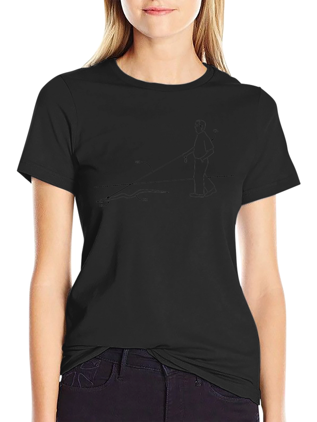 Blind Fishing Black T-Shirt - Unique Design