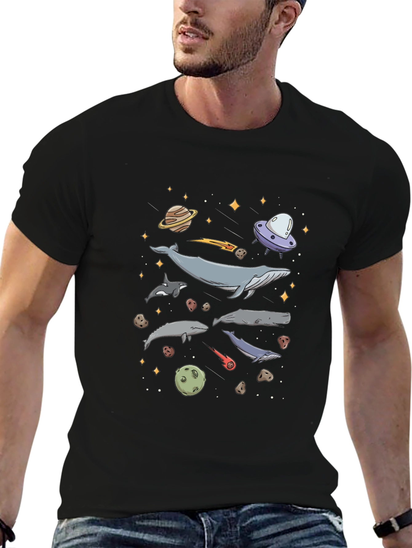 Cosmic Whale Black T-Shirt