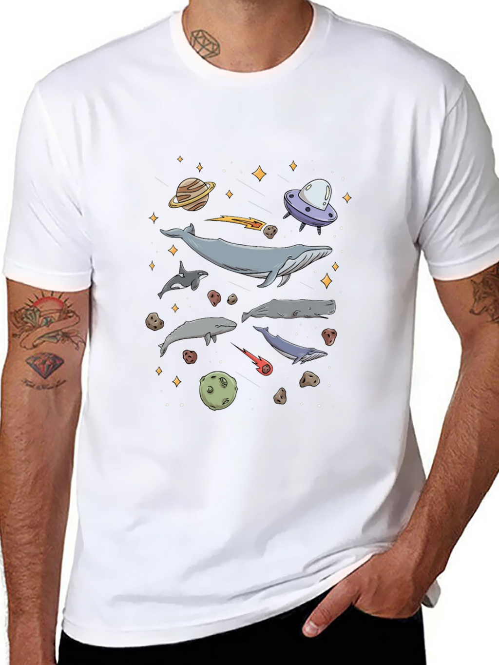 Cosmic Whale Black T-Shirt