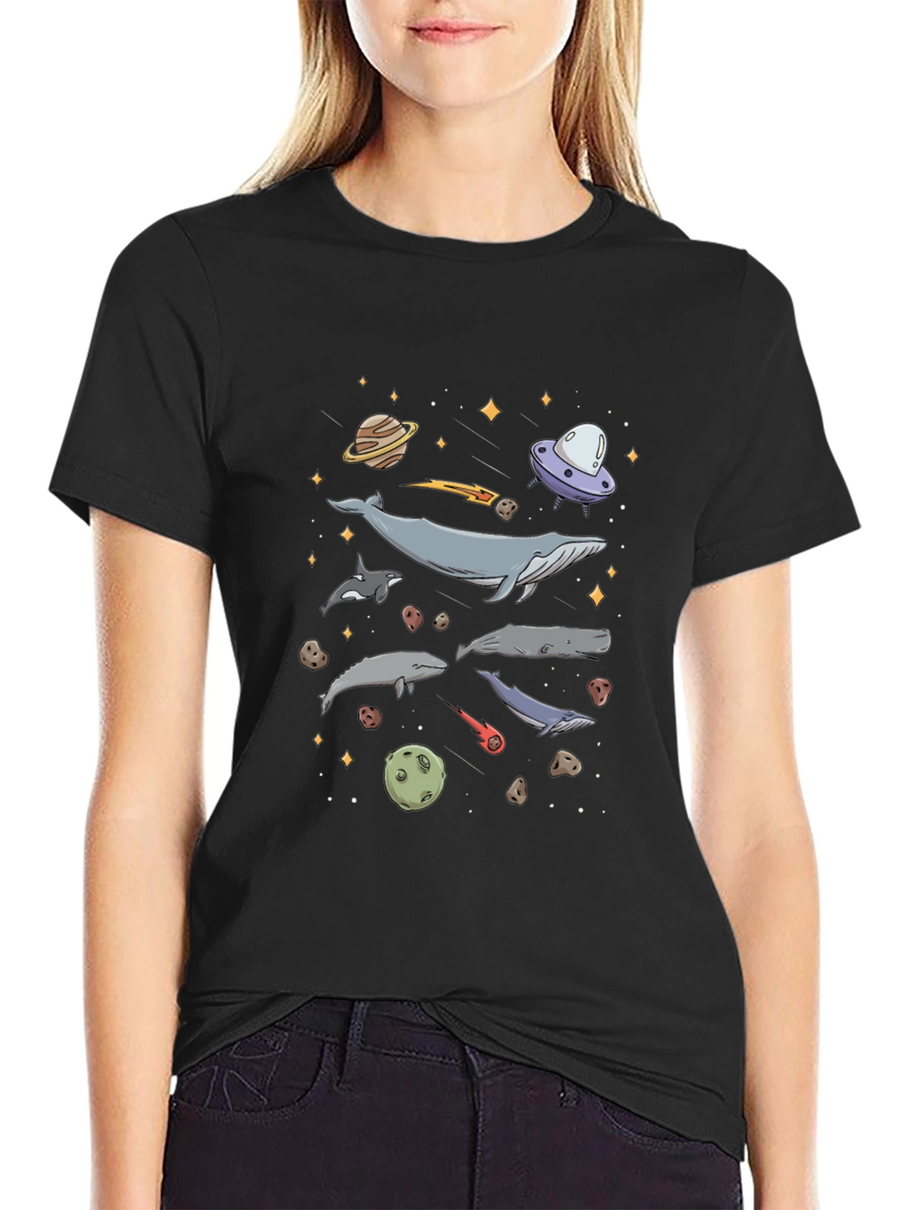 Cosmic Whale Black T-Shirt