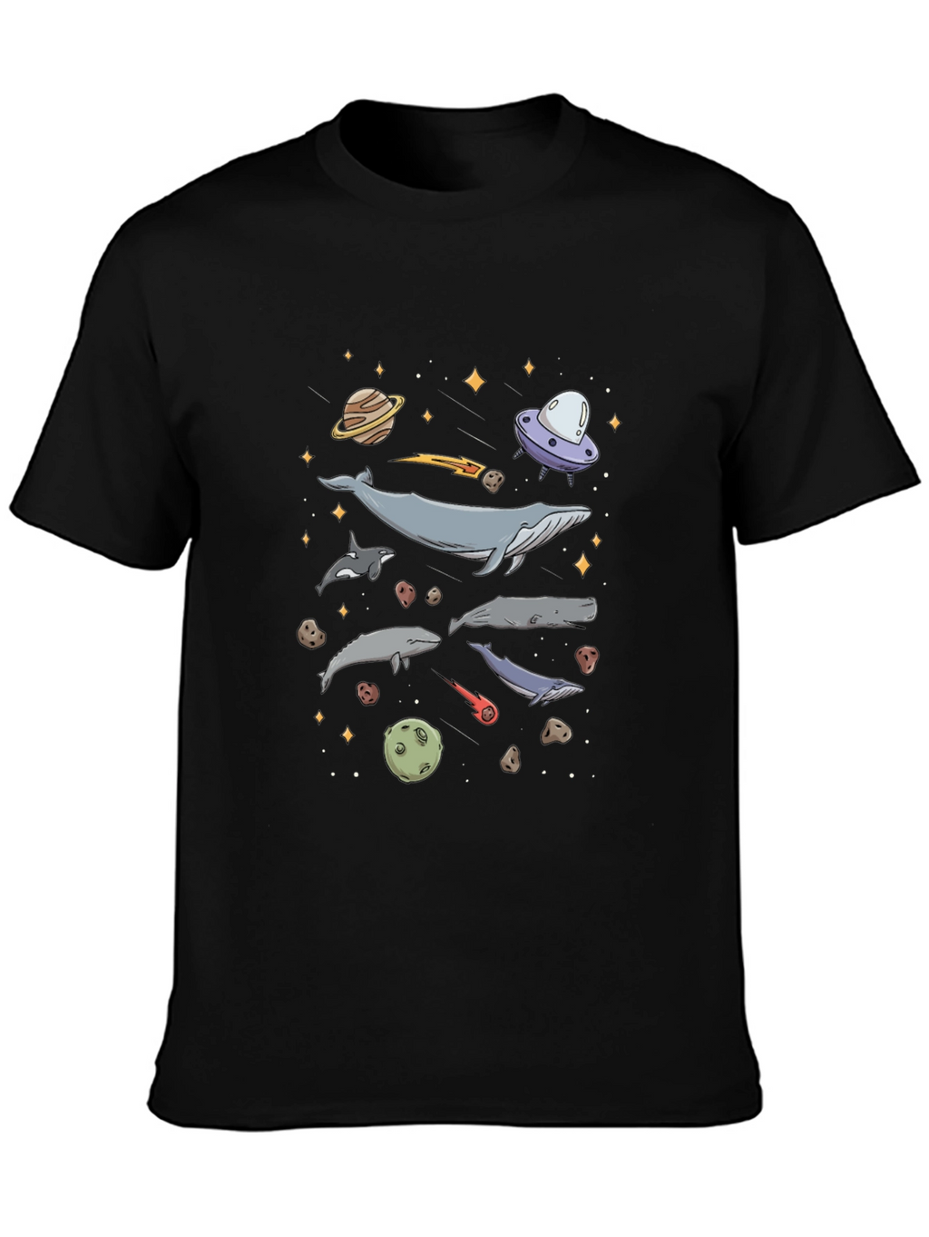 Cosmic Whale Black T-Shirt
