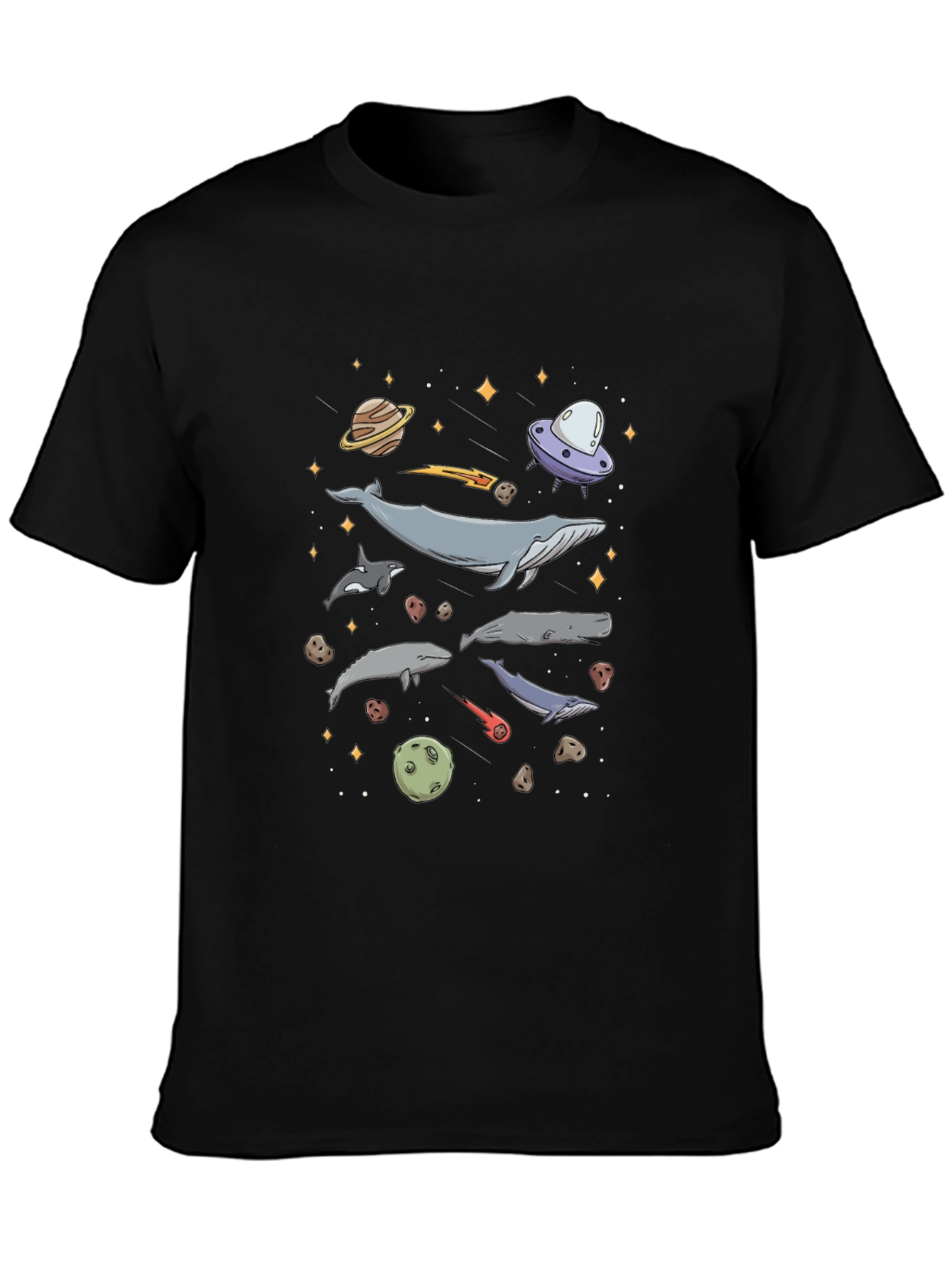 Cosmic Whale Black T-Shirt