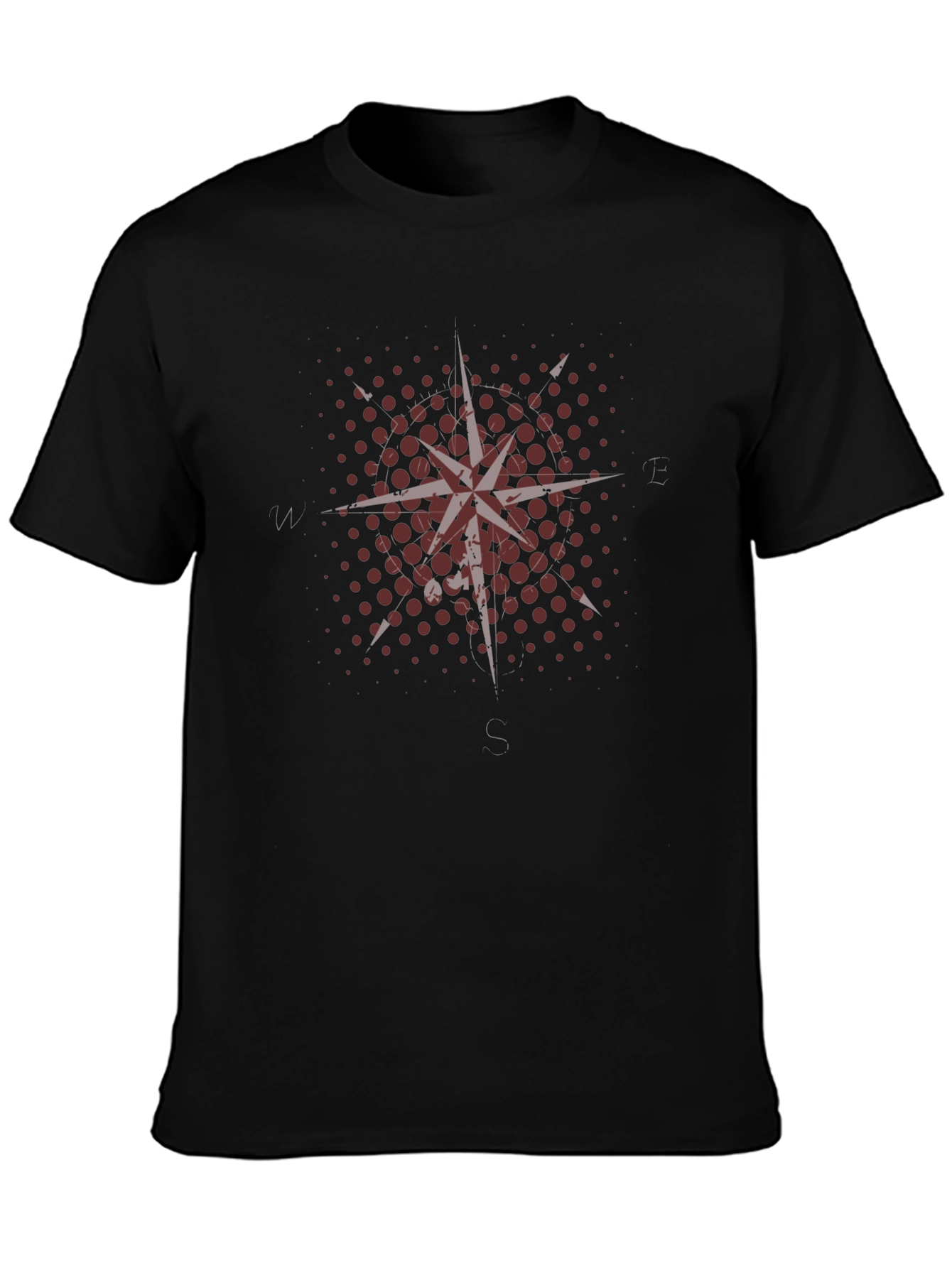 Compass Rose Graphic Tee - Black Cotton Blend