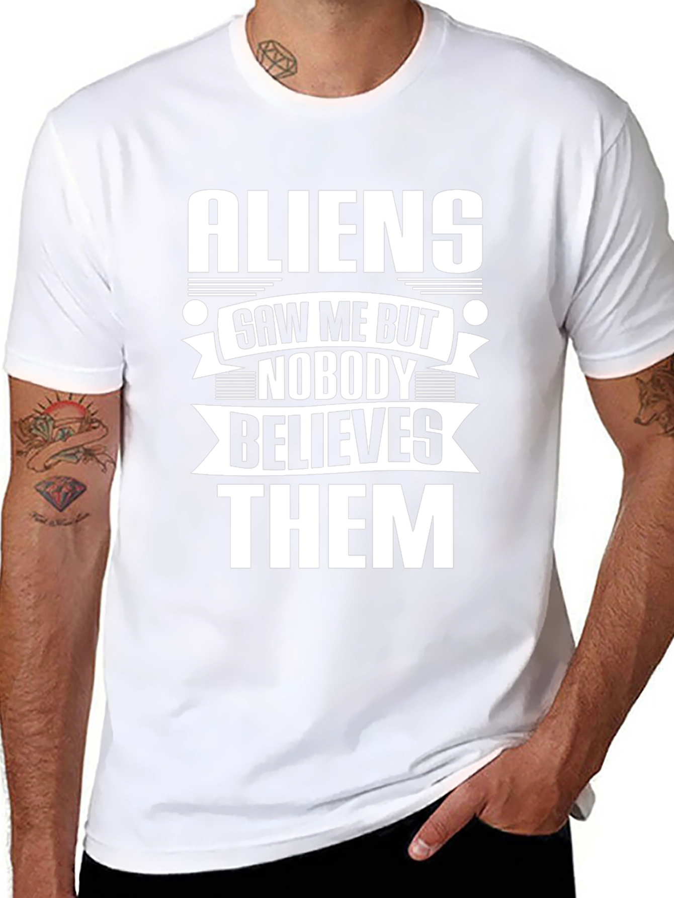 Aliens Saw Me T-Shirt Funny Humor Graphic Novelty Tee