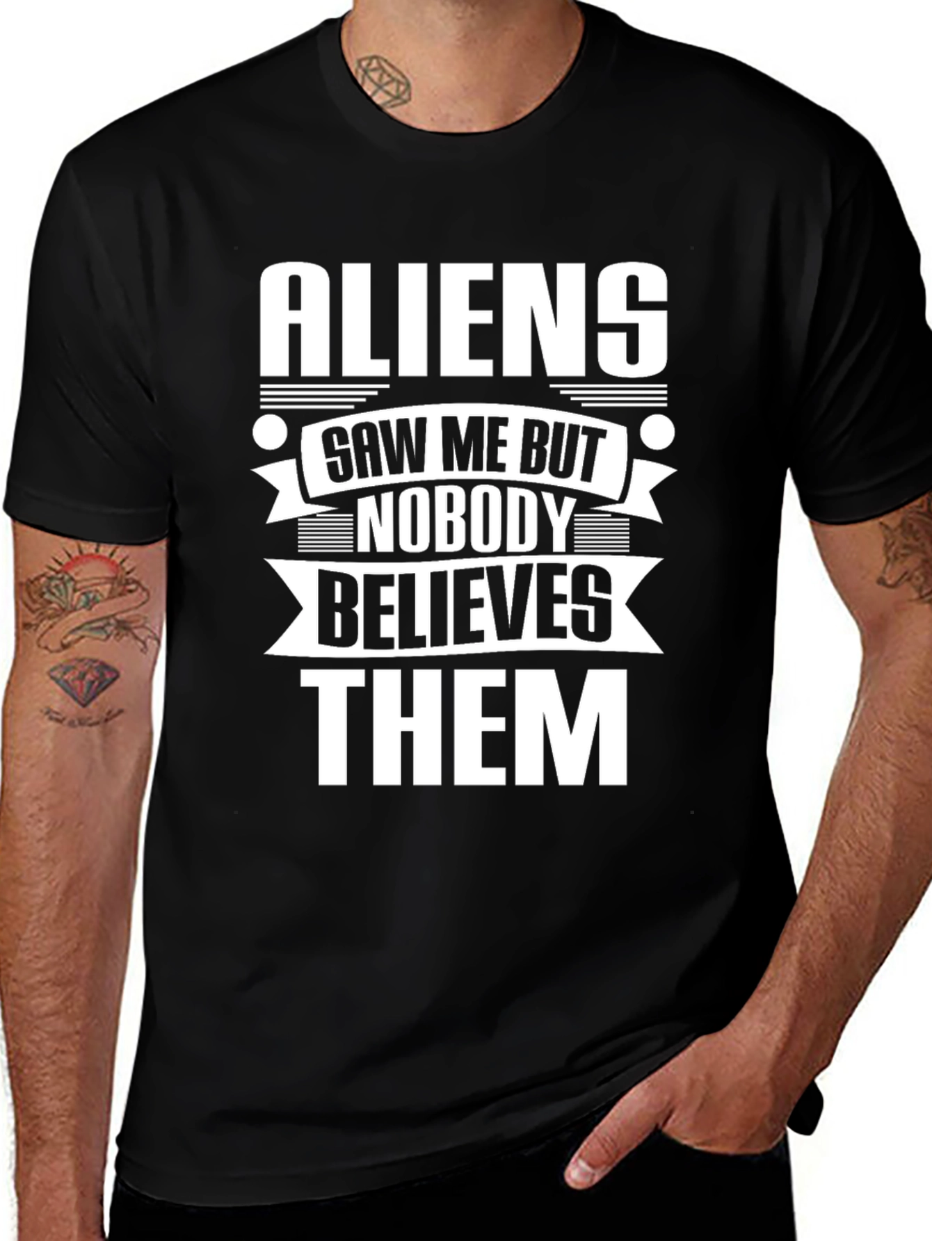 Aliens Saw Me T-Shirt Funny Humor Graphic Novelty Tee