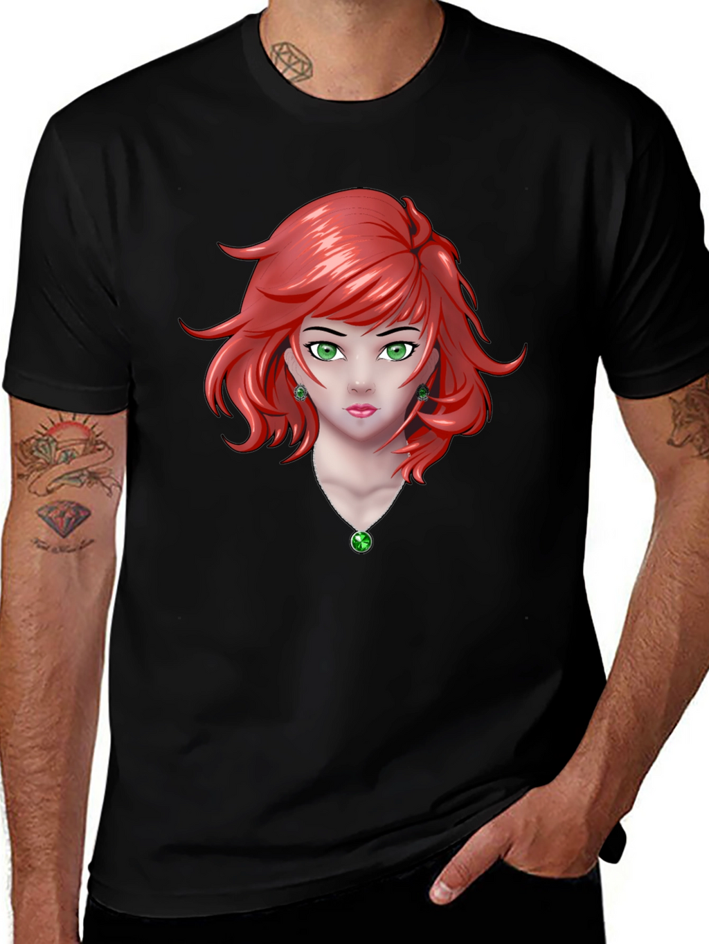 Anime Girl Graphic Black T-Shirt