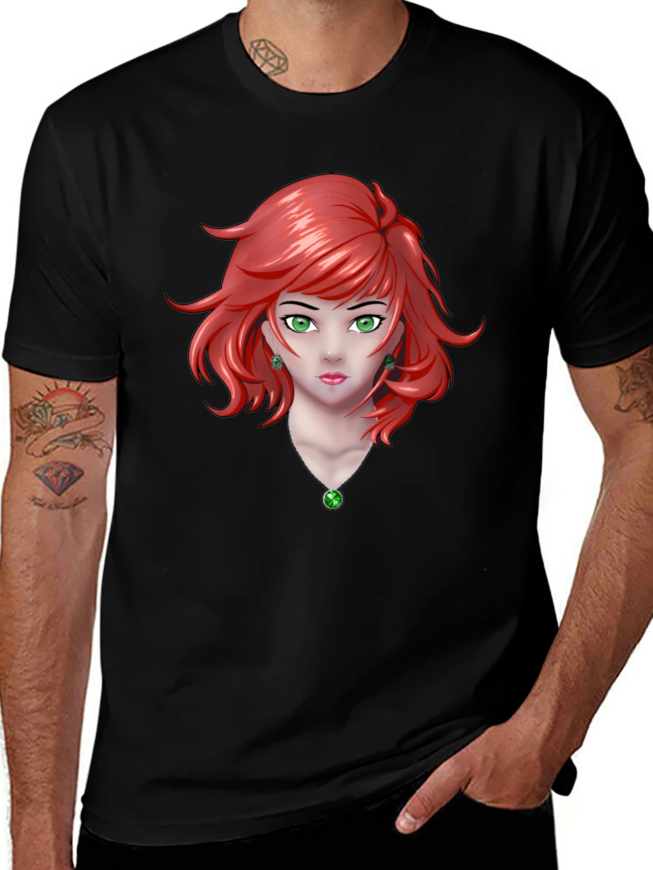 Anime Girl Graphic Black T-Shirt