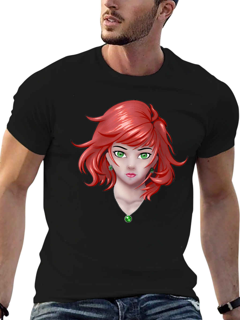 Anime Girl Graphic Black T-Shirt