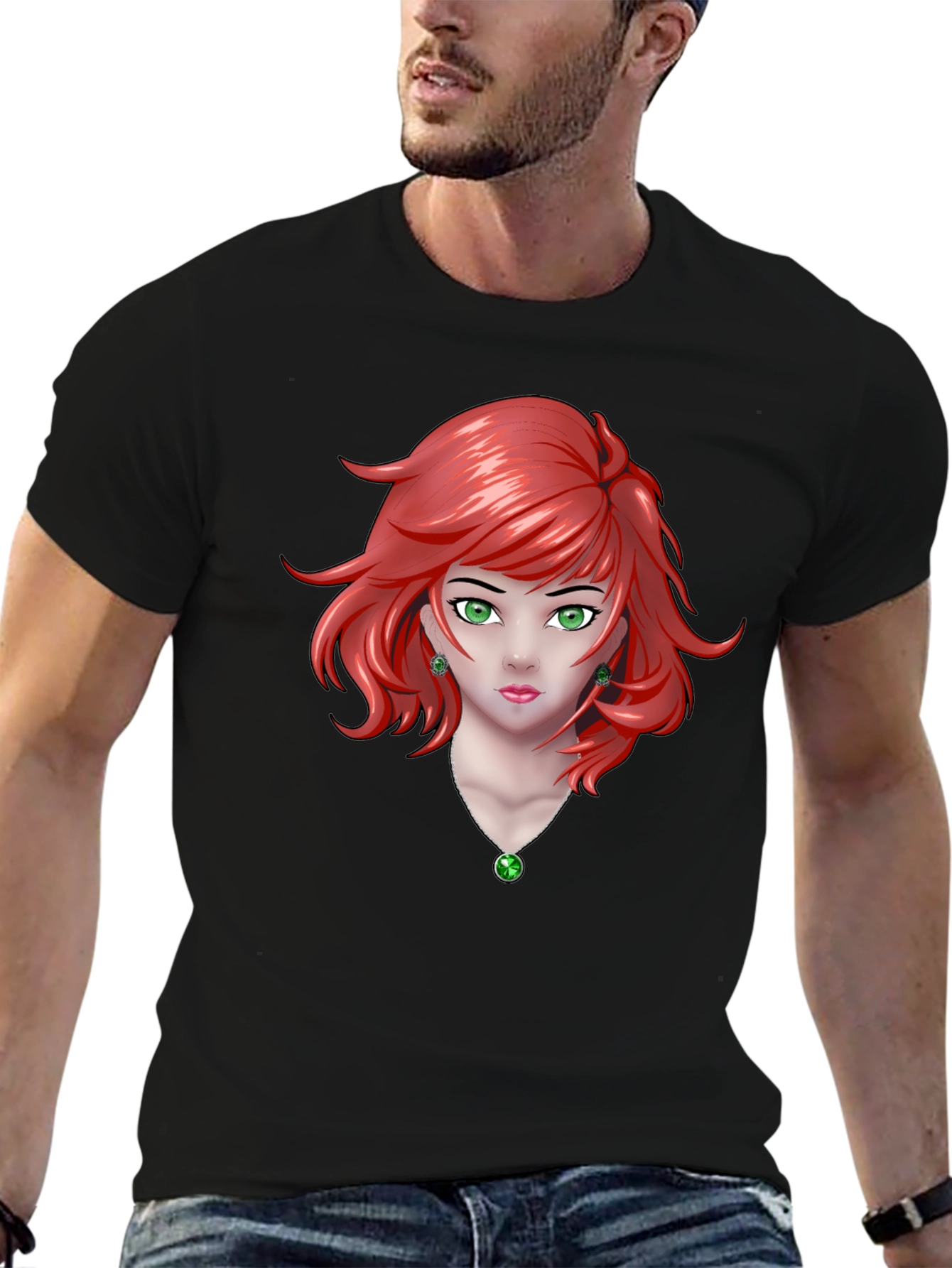 Anime Girl Graphic Black T-Shirt