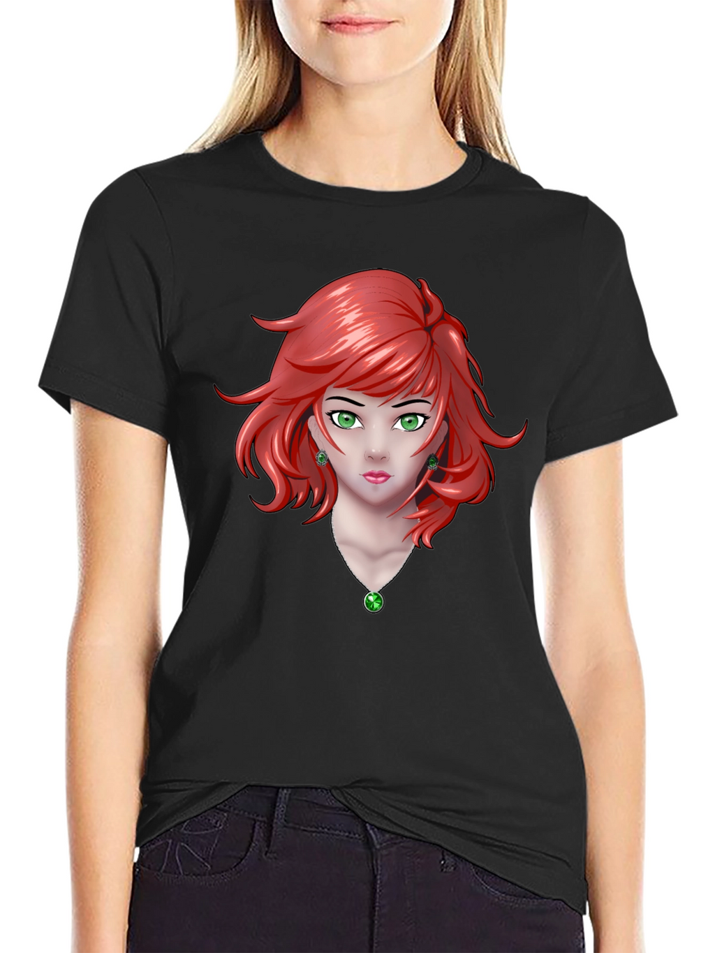 Anime Girl Graphic Black T-Shirt