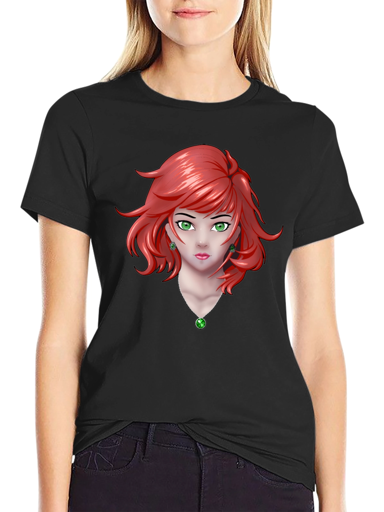 Anime Girl Graphic Black T-Shirt
