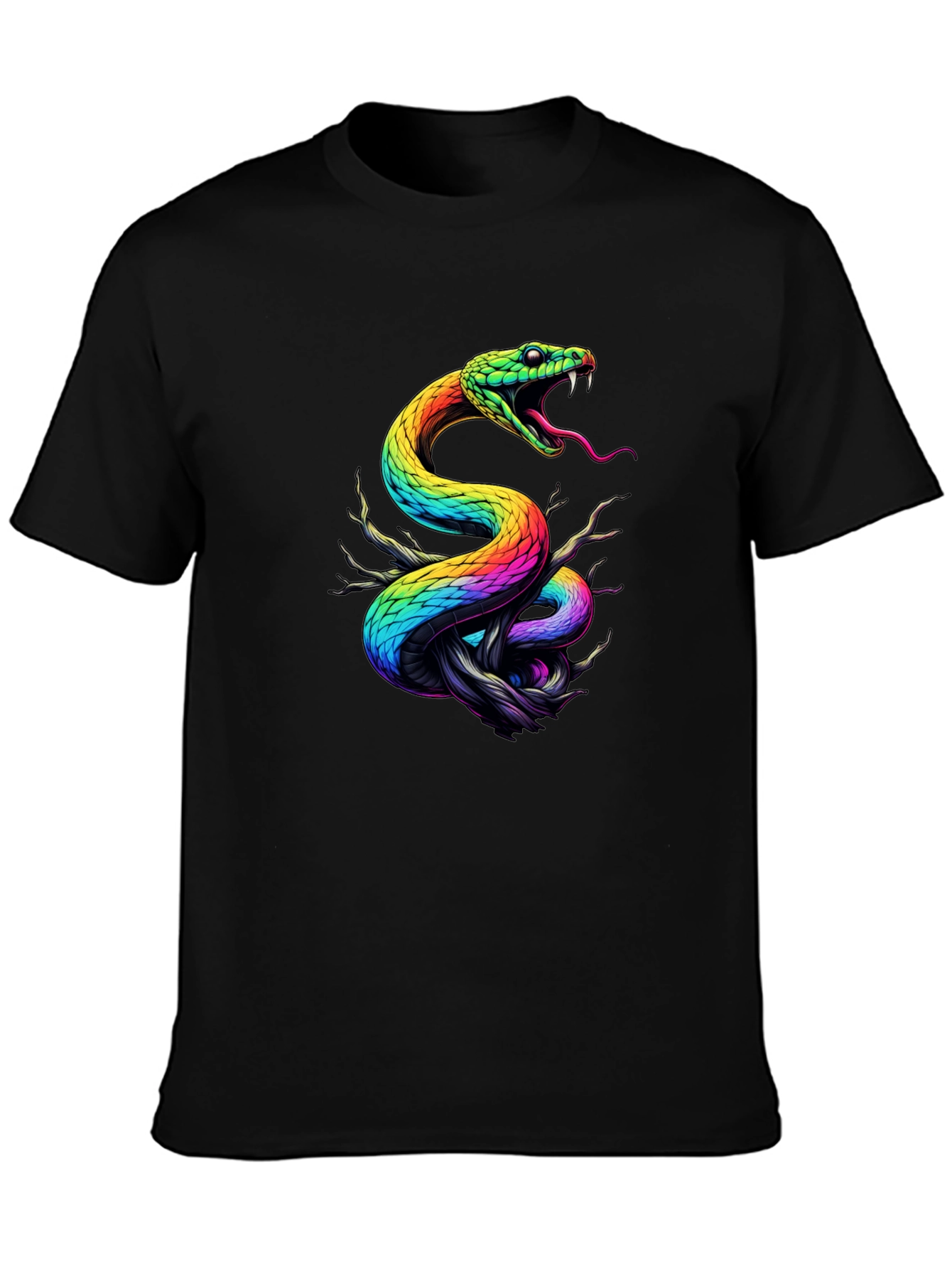 Rainbow Snake Graphic Black T-Shirt