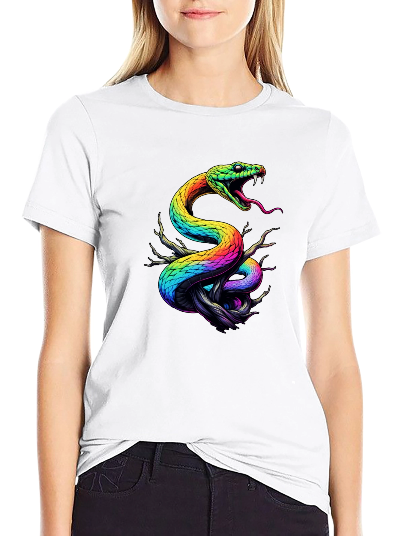 Rainbow Snake Graphic Black T-Shirt