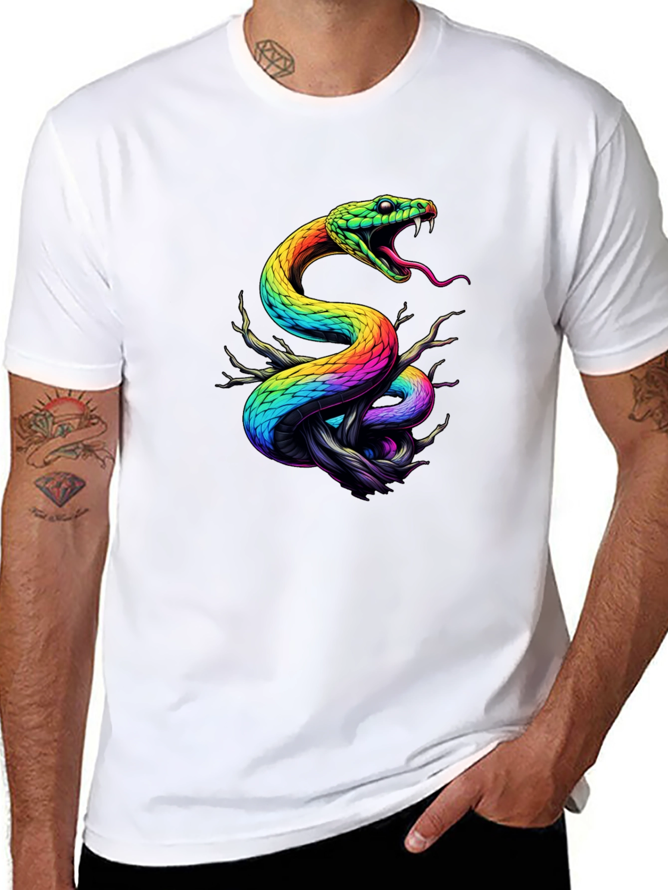 Rainbow Snake Graphic Black T-Shirt