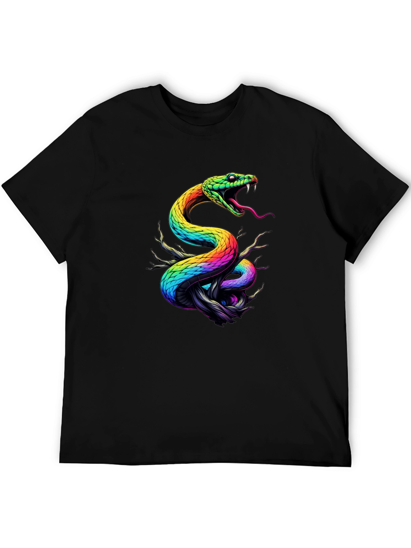 Rainbow Snake Graphic Black T-Shirt