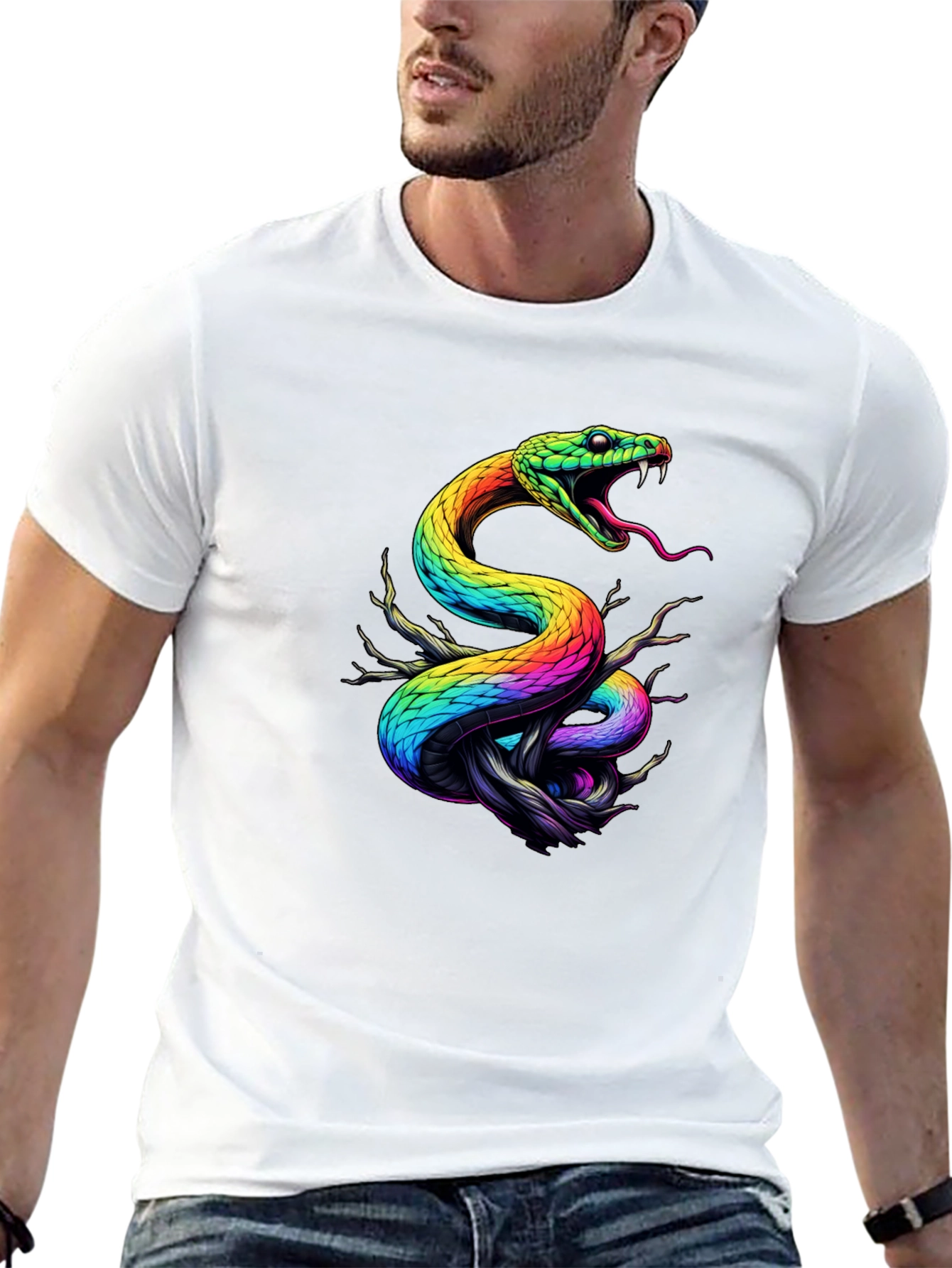 Rainbow Snake Graphic Black T-Shirt