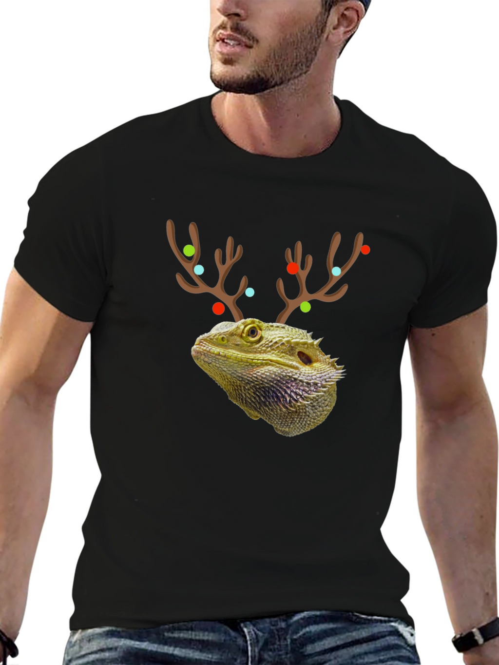 Bearded Dragon Reindeer Holiday T-Shirt
