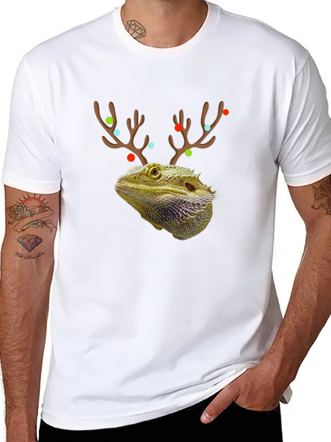 Bearded Dragon Reindeer Holiday T-Shirt