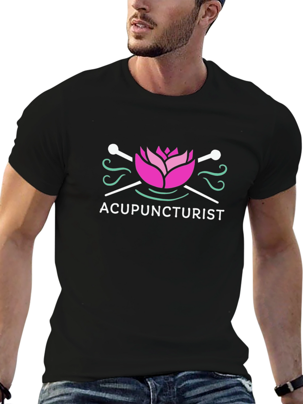 Acupuncturist Graphic T-Shirt - Black Cotton Blend
