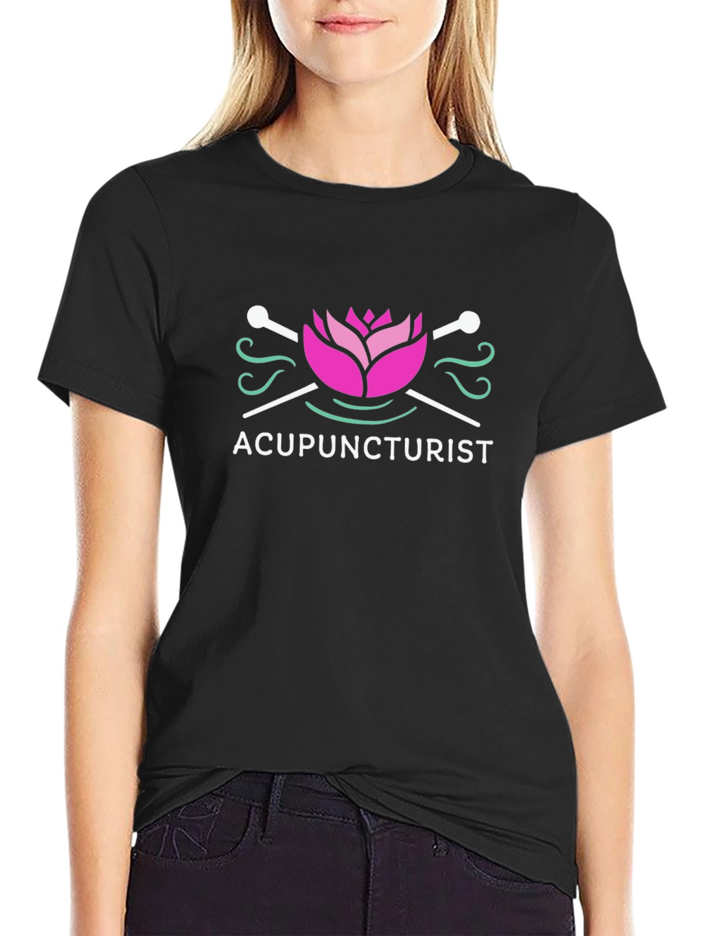 Acupuncturist Graphic T-Shirt - Black Cotton Blend