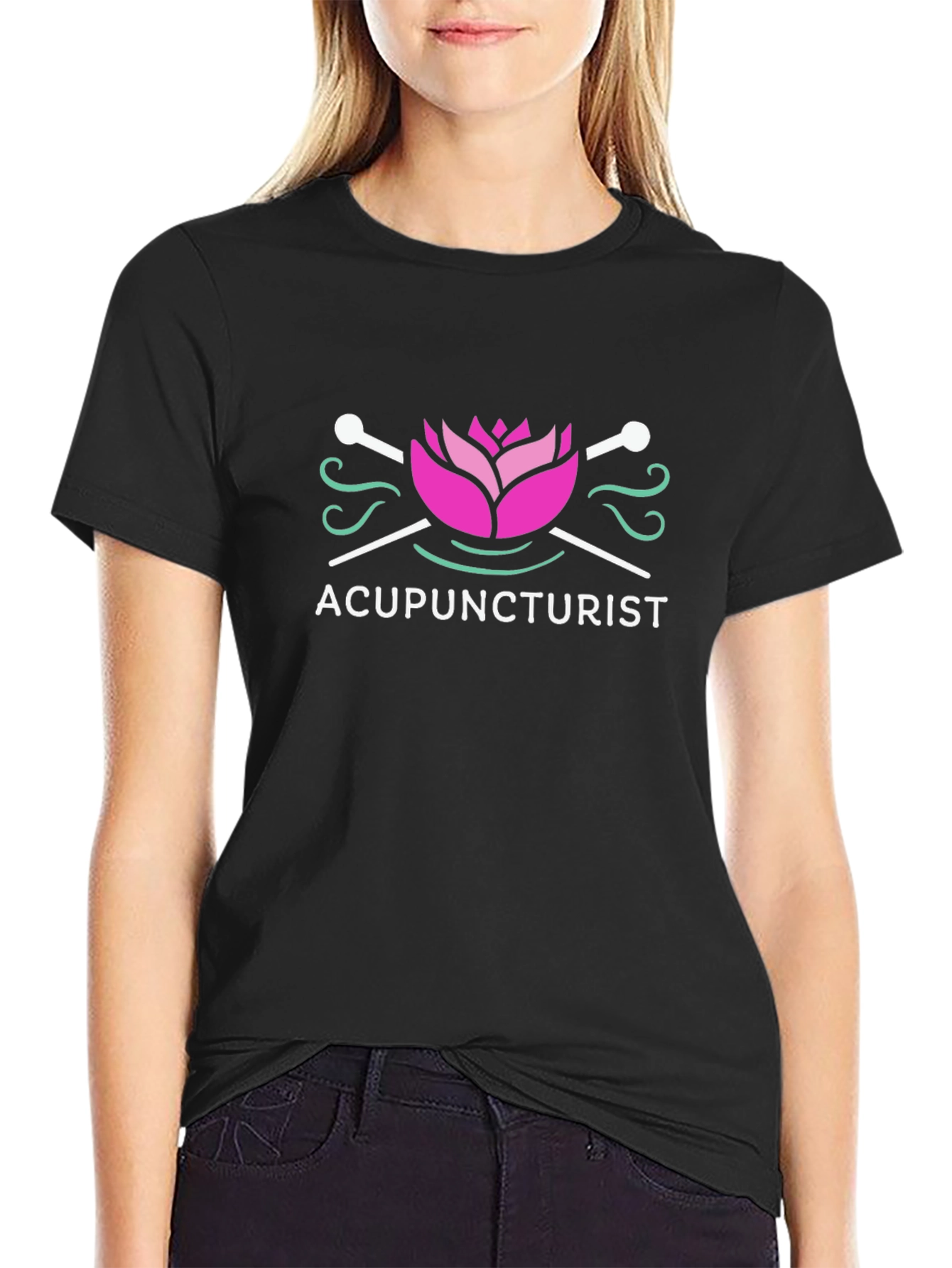Acupuncturist Graphic T-Shirt - Black Cotton Blend