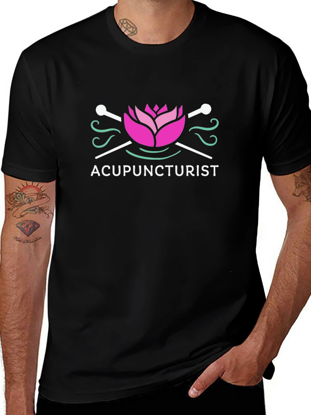 Acupuncturist Graphic T-Shirt - Black Cotton Blend