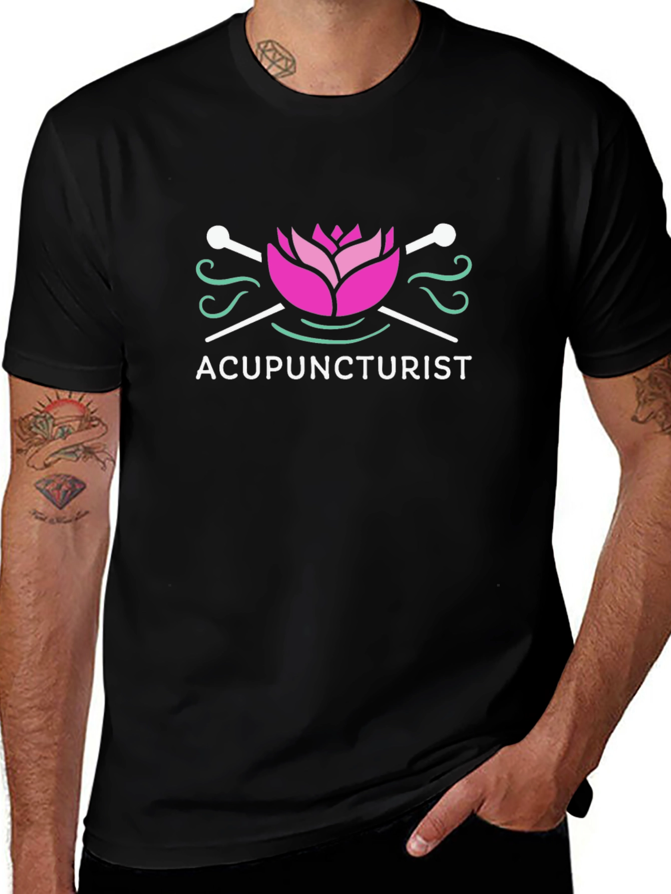 Acupuncturist Graphic T-Shirt - Black Cotton Blend