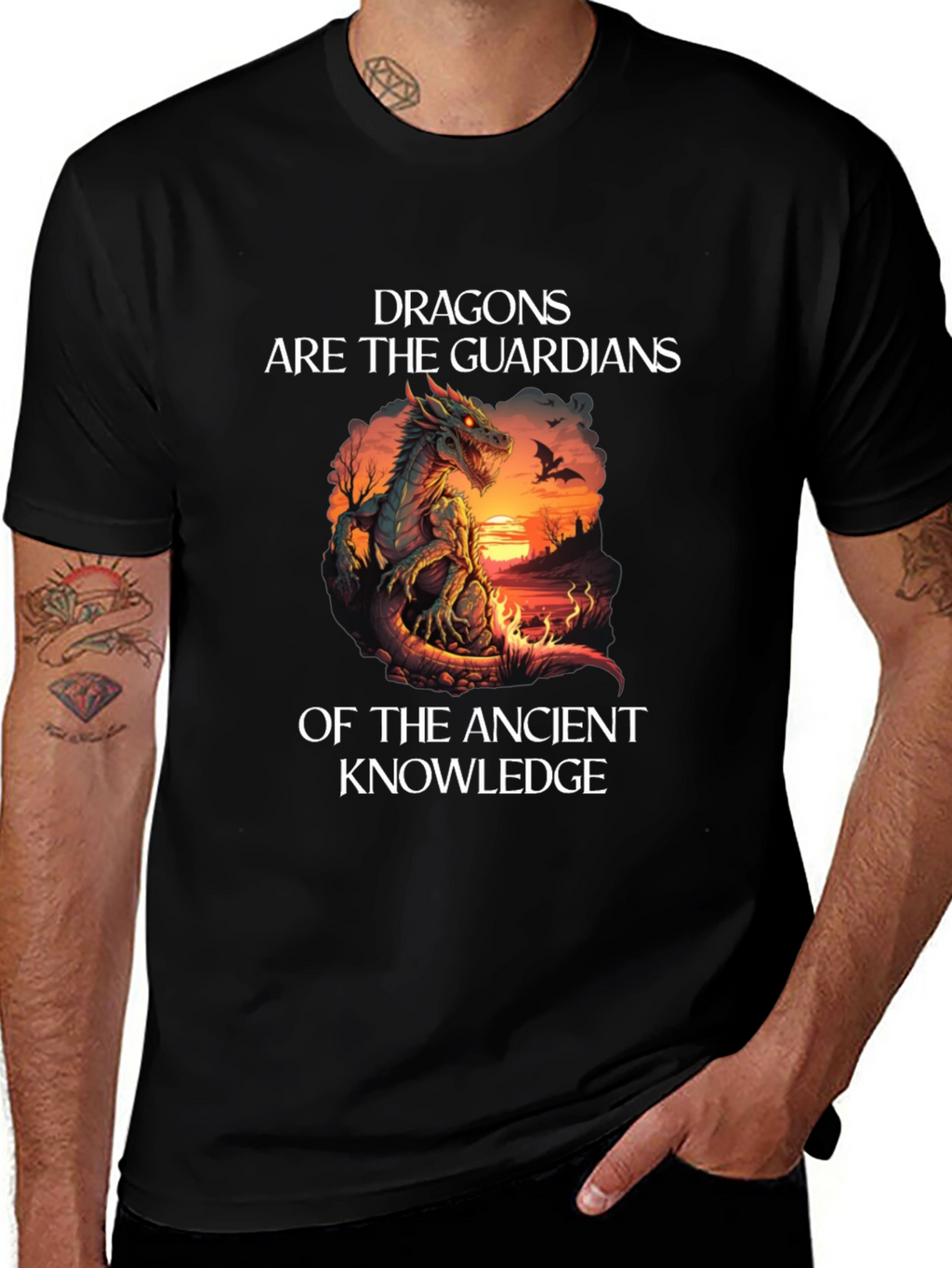 Dragon Guardians Ancient Knowledge Black T-Shirt