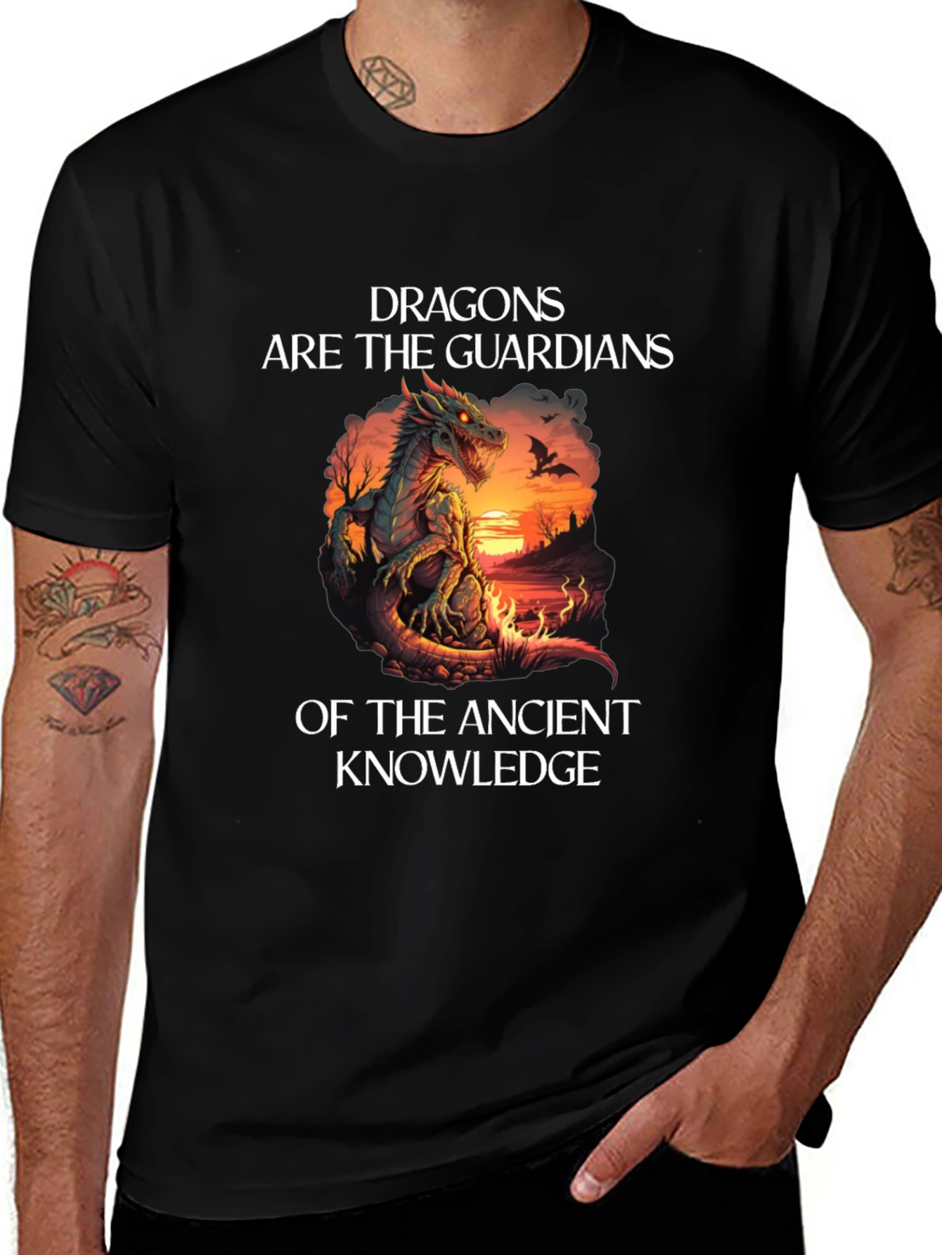 Dragon Guardians Ancient Knowledge Black T-Shirt