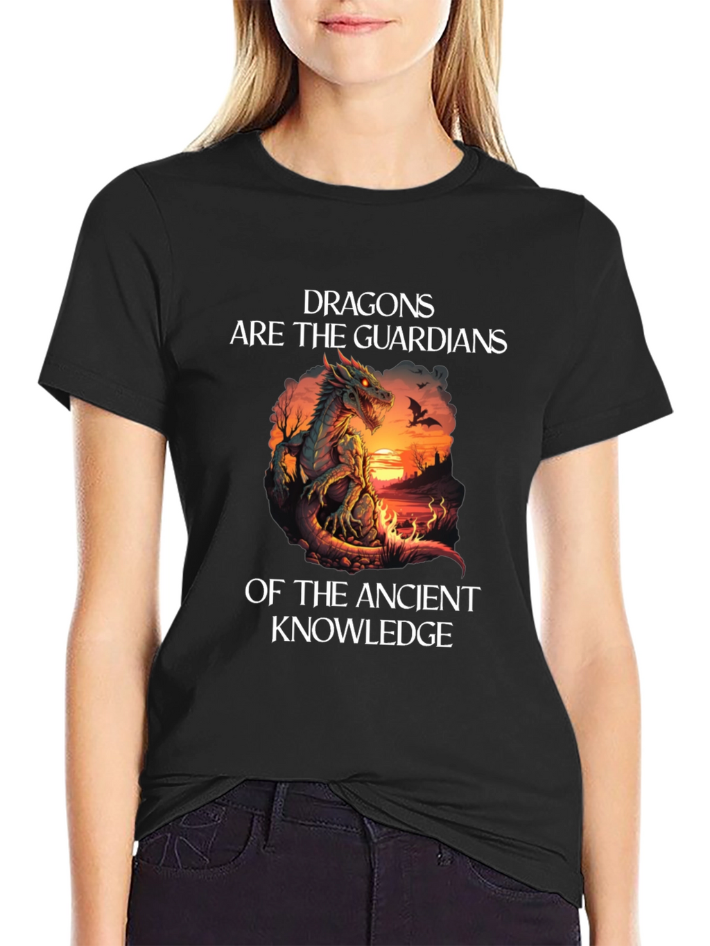 Dragon Guardians Ancient Knowledge Black T-Shirt