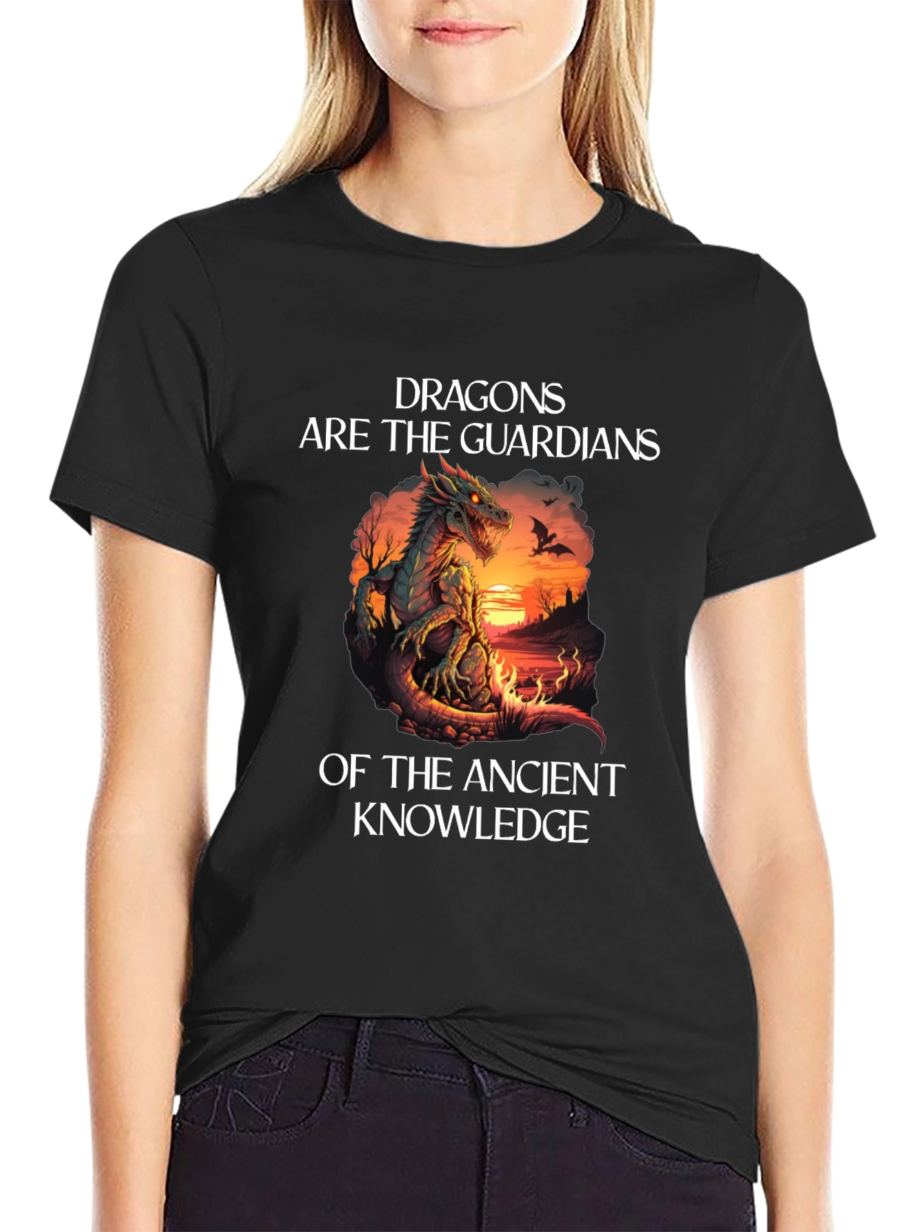 Dragon Guardians Ancient Knowledge Black T-Shirt