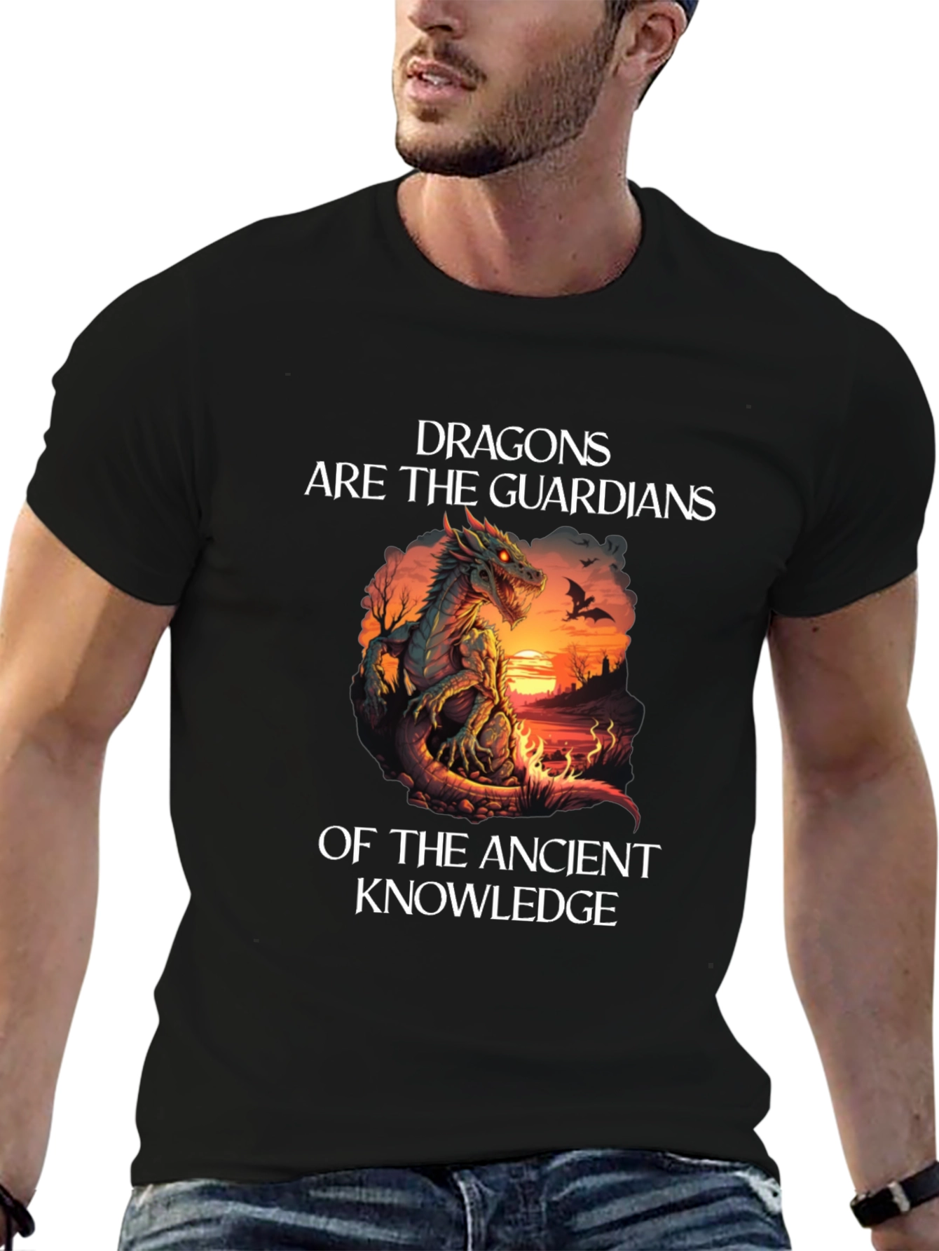 Dragon Guardians Ancient Knowledge Black T-Shirt