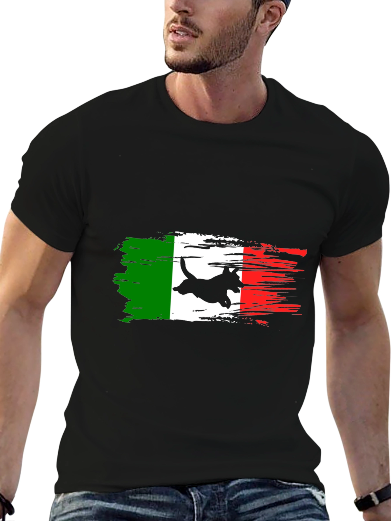 Italian Flag Dog T-Shirt - Black
