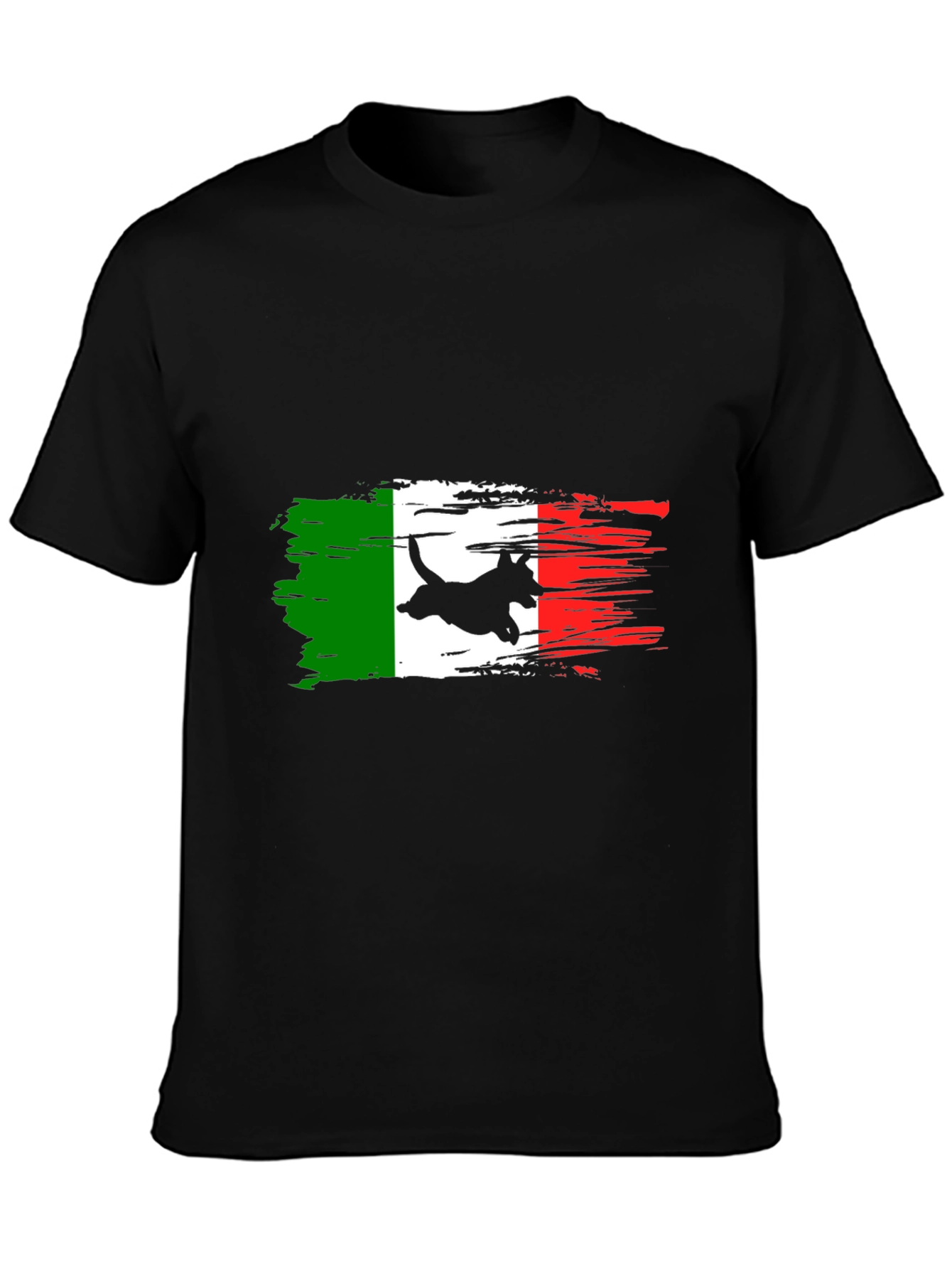 Italian Flag Dog T-Shirt - Black