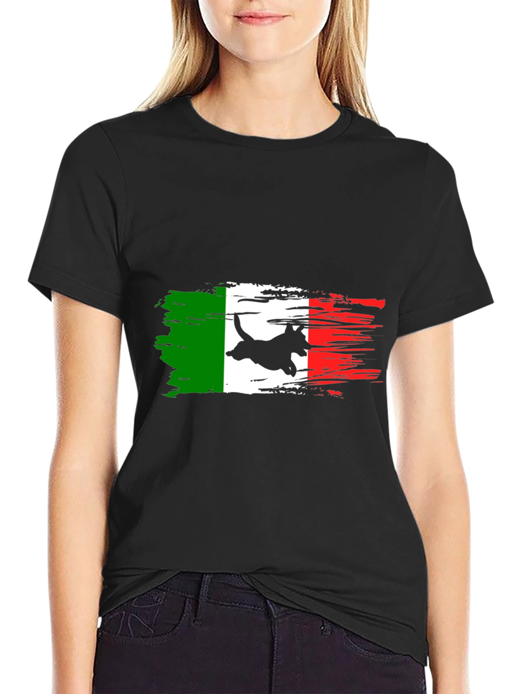Italian Flag Dog T-Shirt - Black