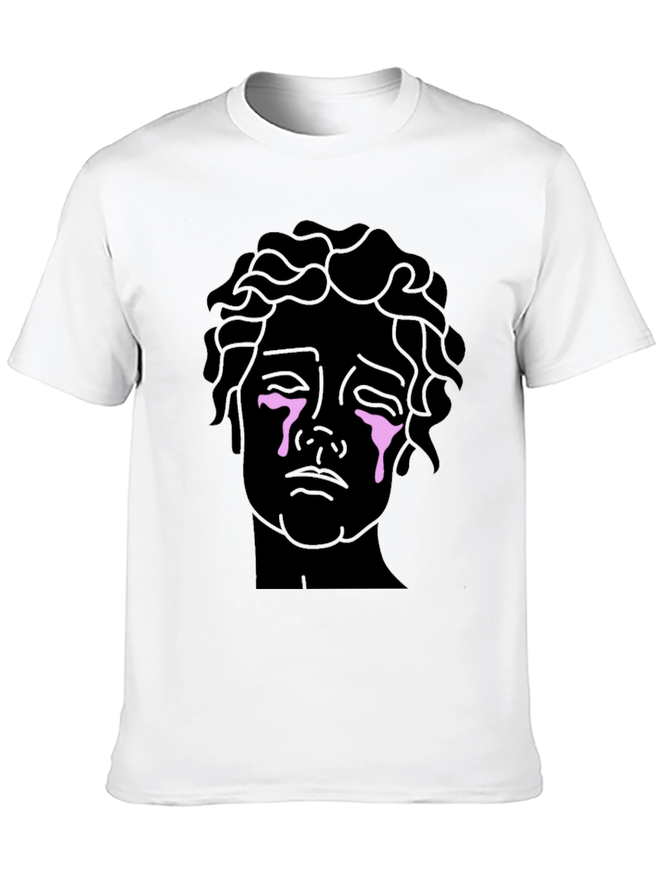 Crying Statue Graphic Tee - Stylish Unisex Black T-Shirt
