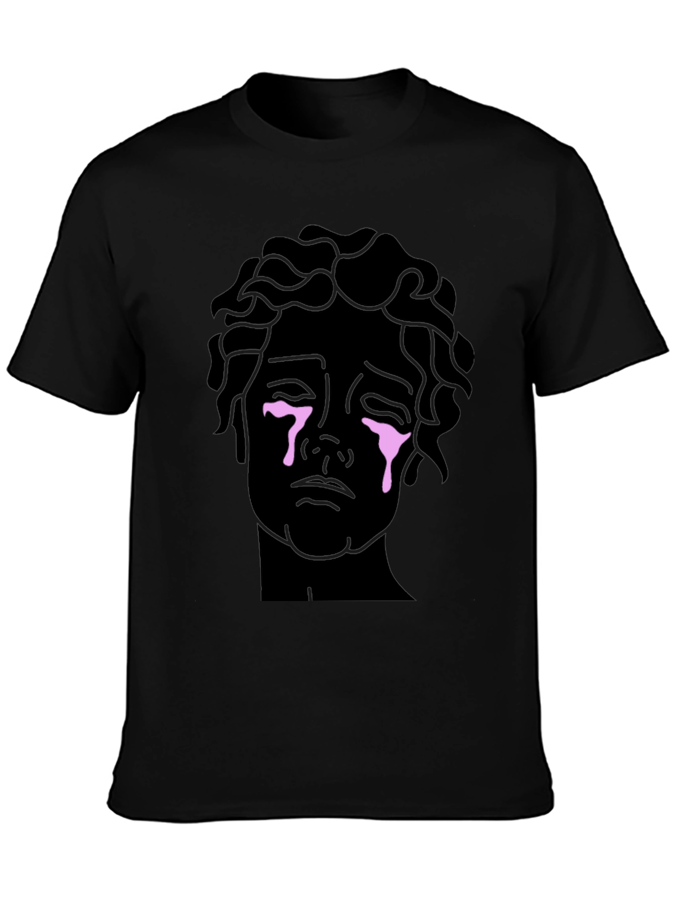 Crying Statue Graphic Tee - Stylish Unisex Black T-Shirt