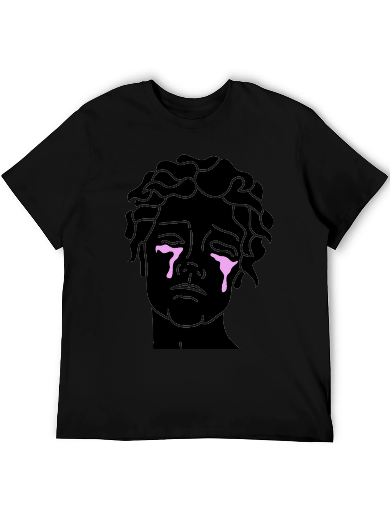 Crying Statue Graphic Tee - Stylish Unisex Black T-Shirt