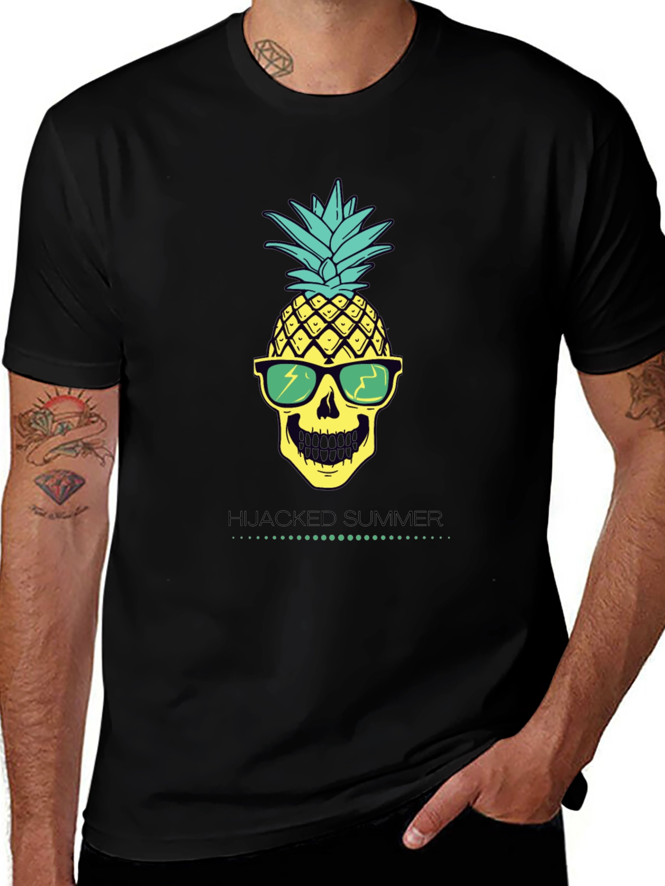 Hijacked Summer Pineapple Skull Graphic Tee