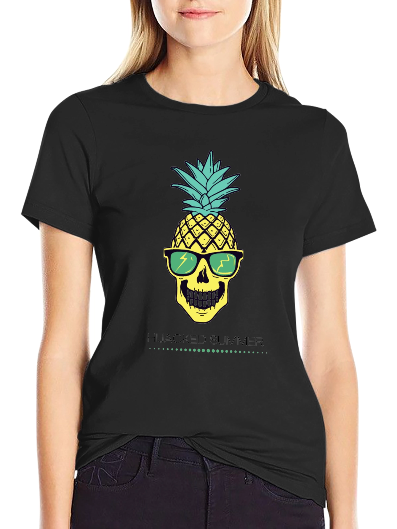 Hijacked Summer Pineapple Skull Graphic Tee