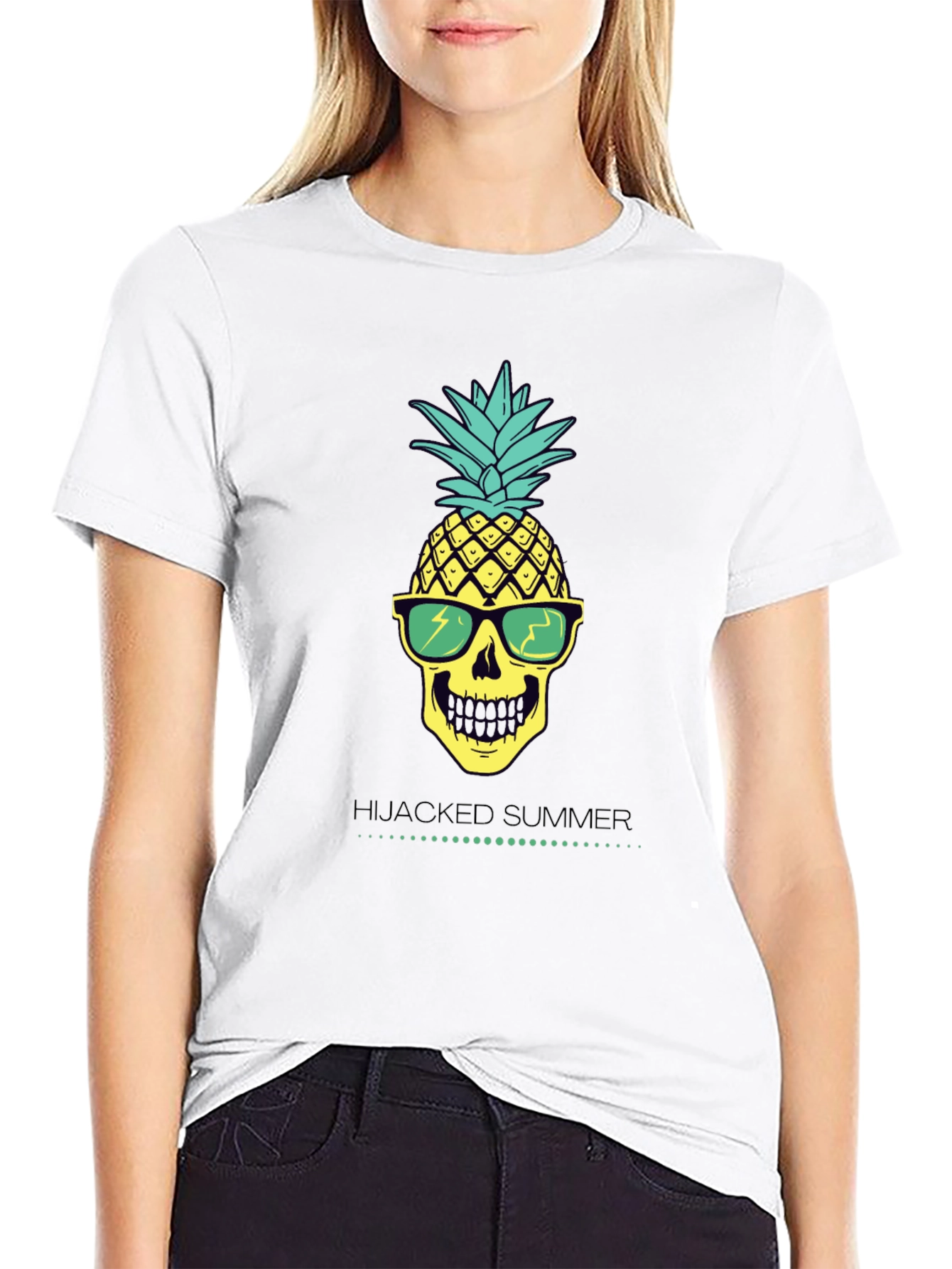 Hijacked Summer Pineapple Skull Graphic Tee