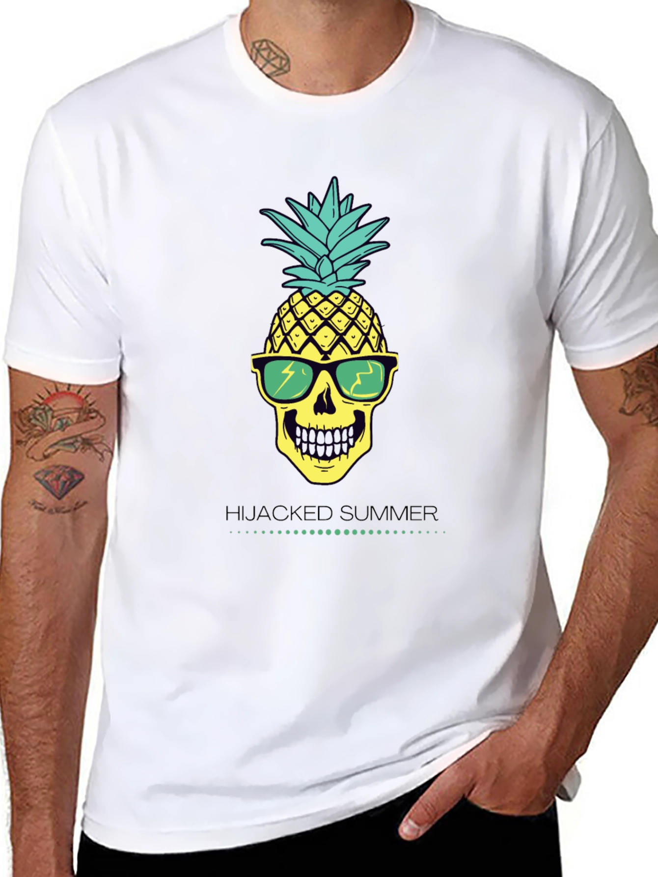 Hijacked Summer Pineapple Skull Graphic Tee