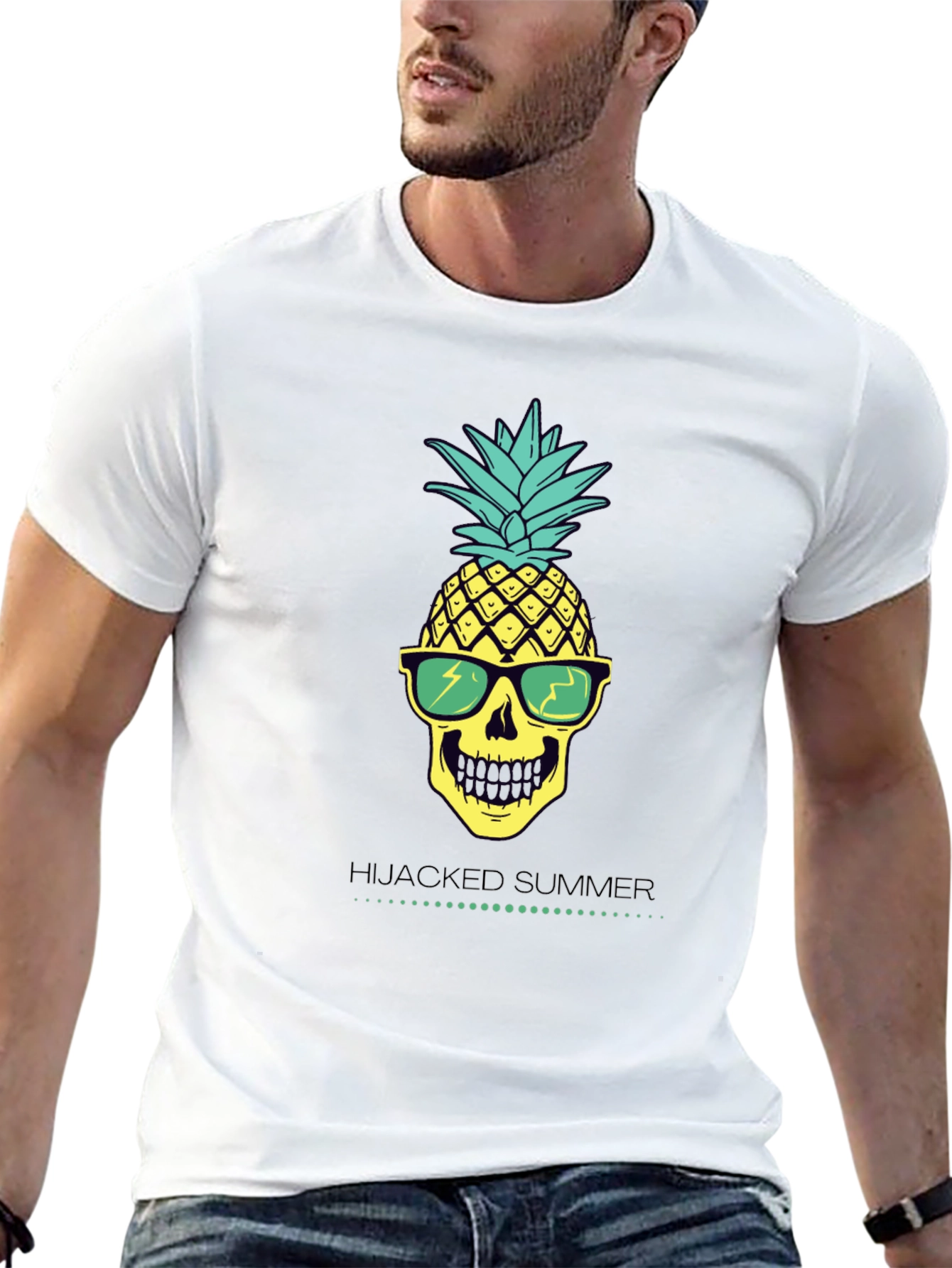 Hijacked Summer Pineapple Skull Graphic Tee