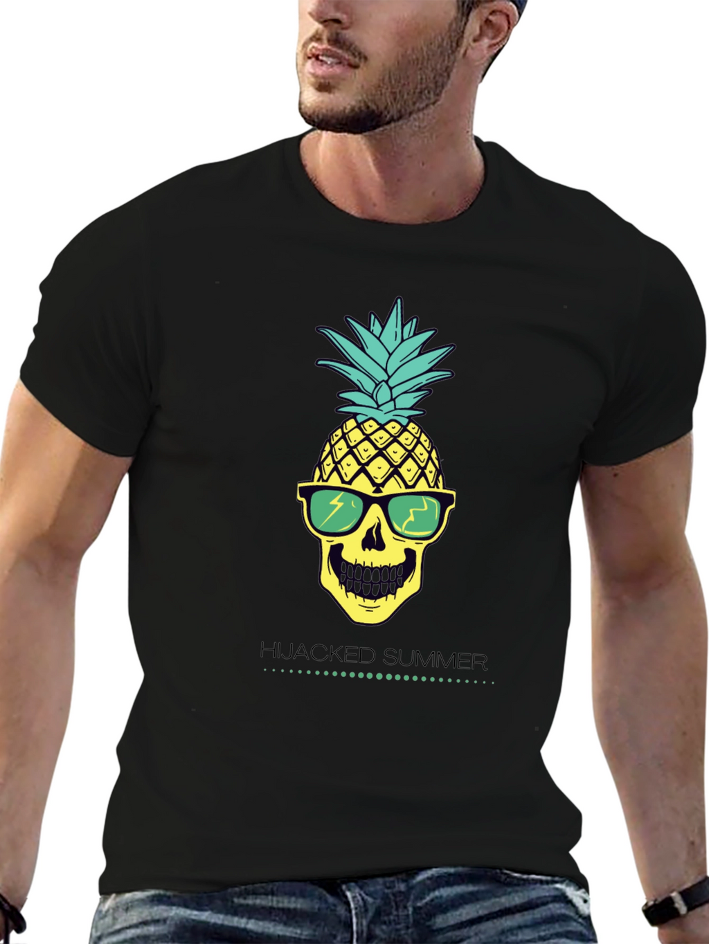 Hijacked Summer Pineapple Skull Graphic Tee