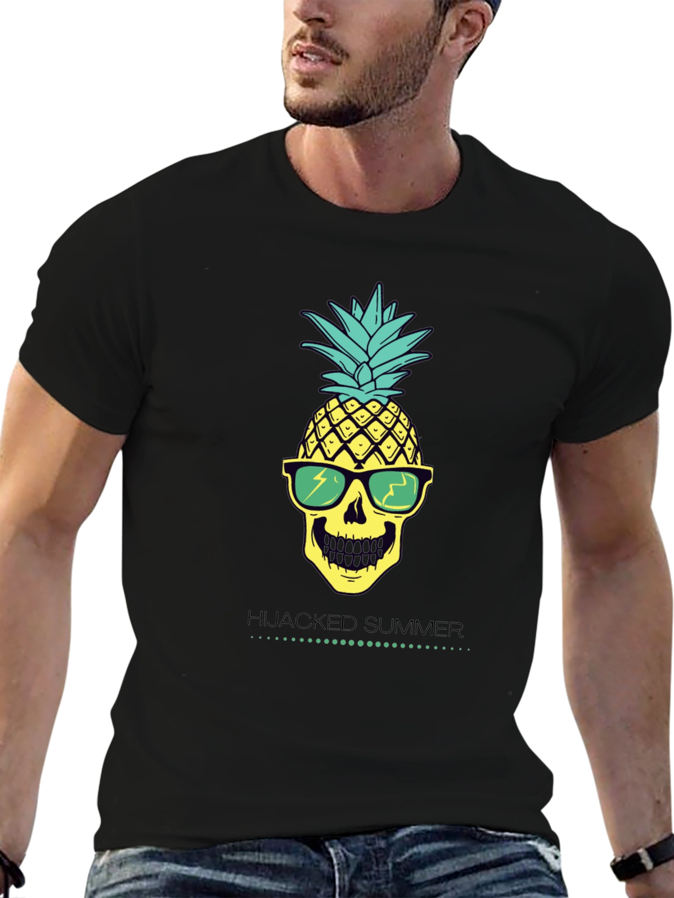 Hijacked Summer Pineapple Skull Graphic Tee
