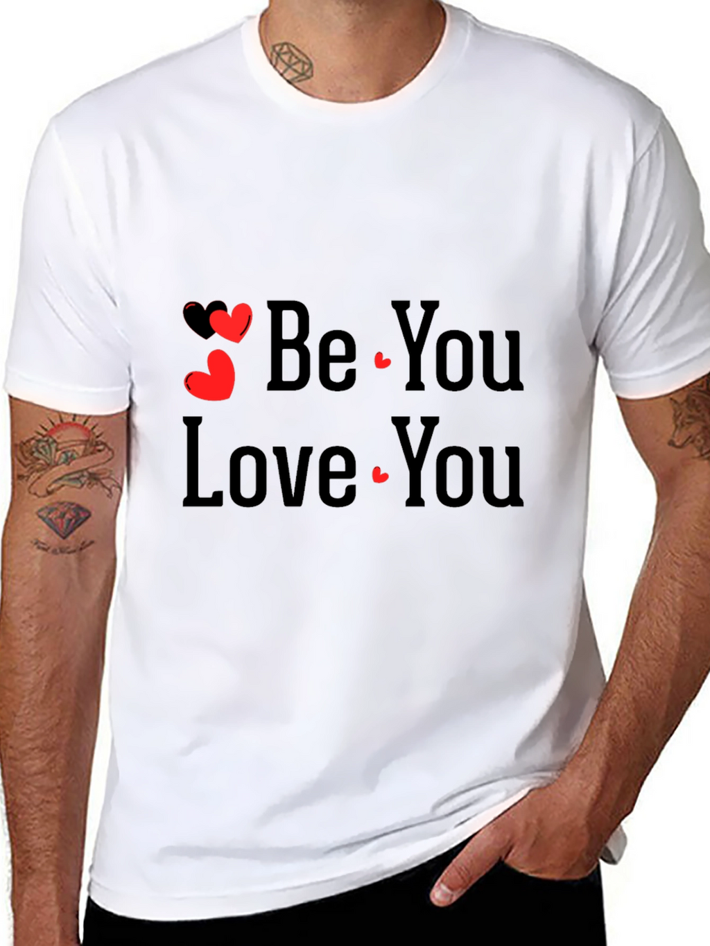 Be You Love You Black Graphic Tee