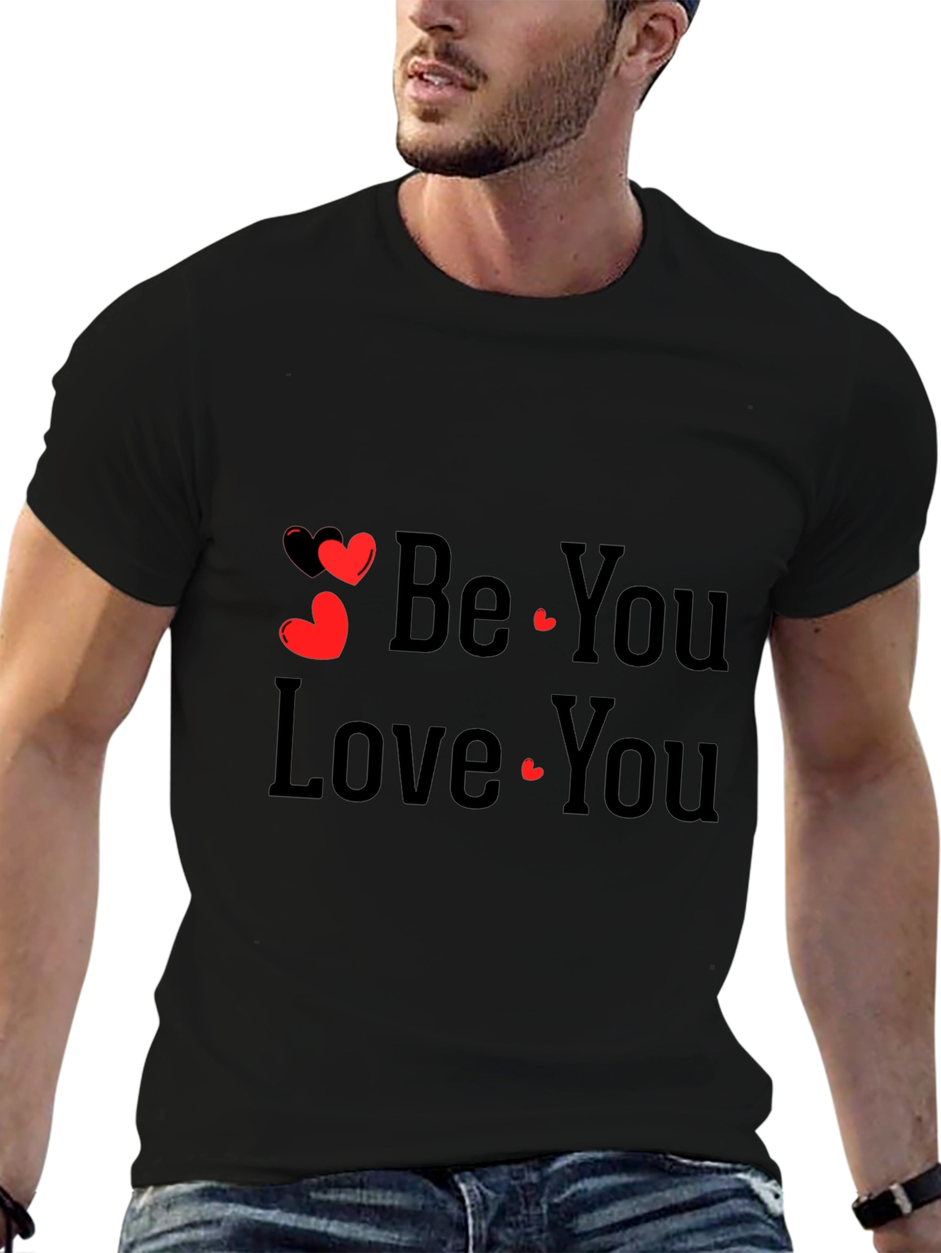 Be You Love You Black Graphic Tee