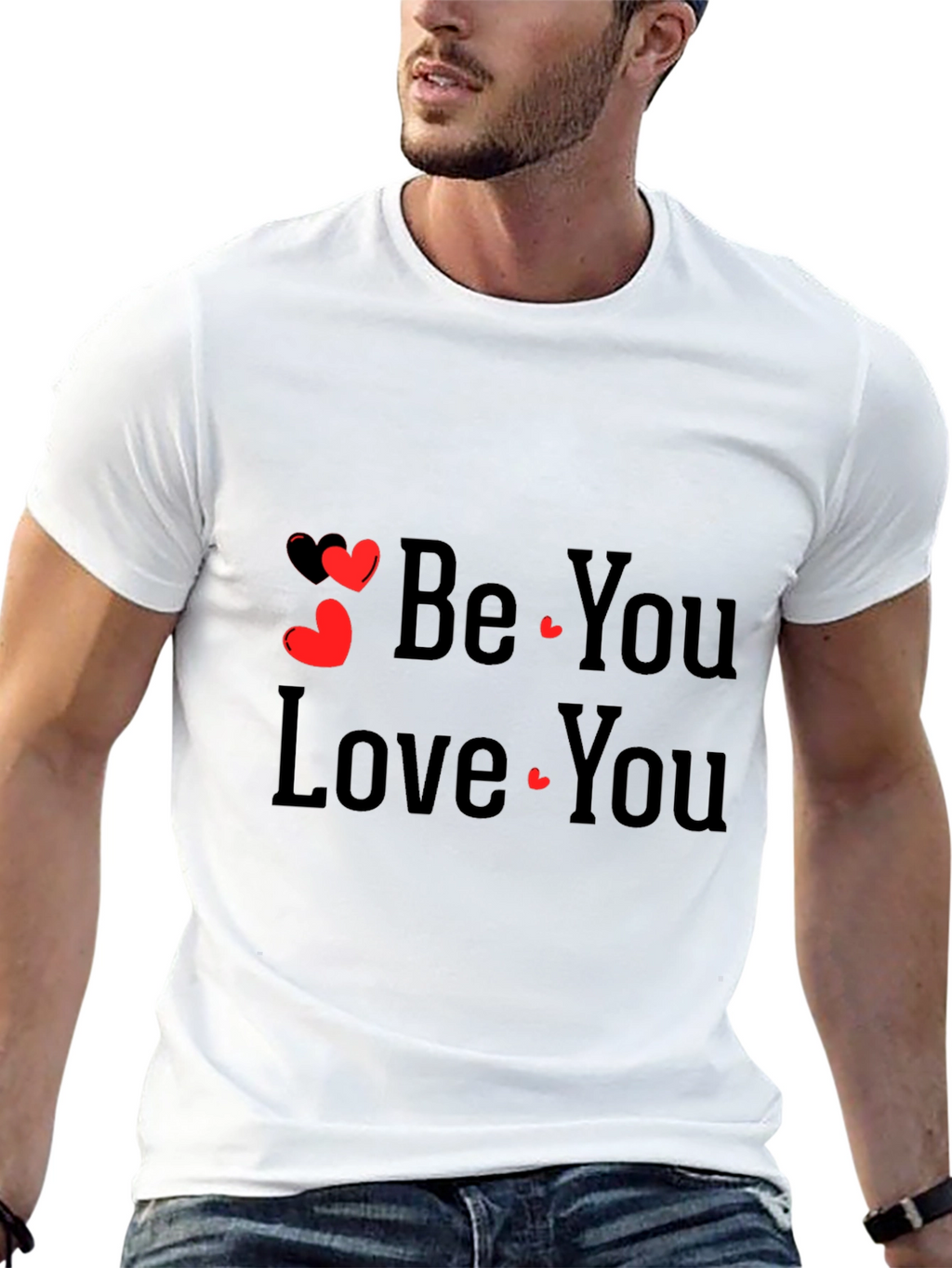 Be You Love You Black Graphic Tee