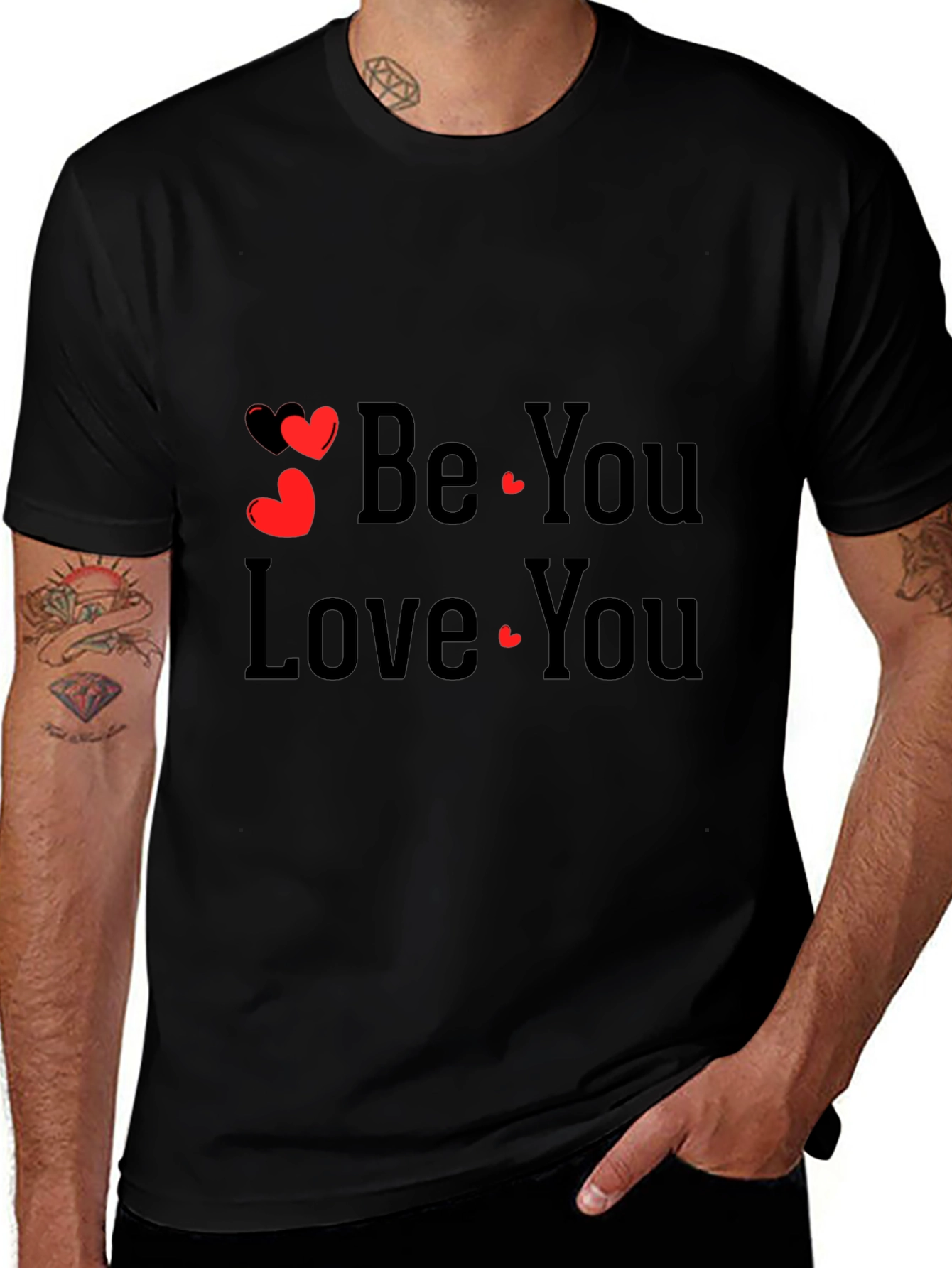 Be You Love You Black Graphic Tee